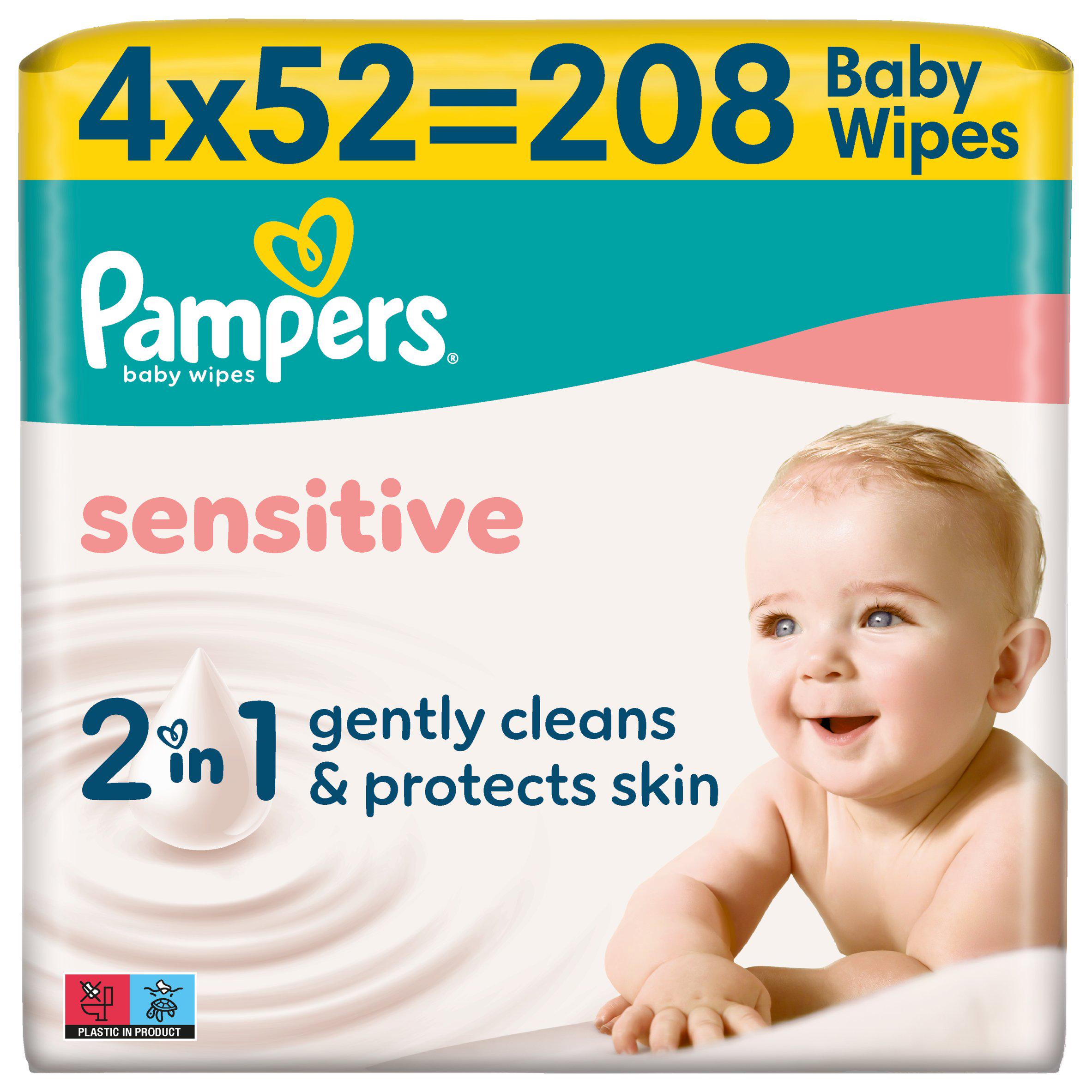 Pampers Sensitive Baby Wipes 4x52 Pack