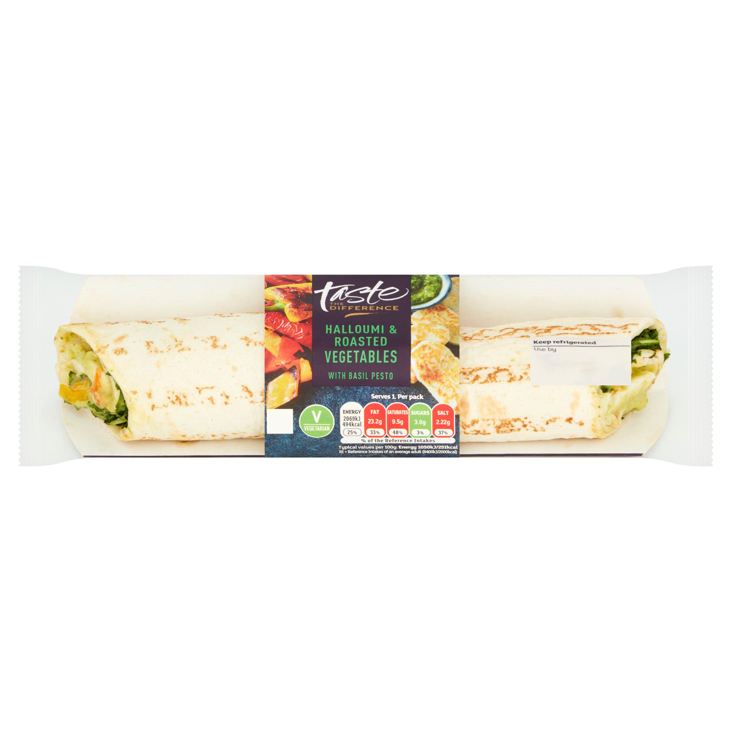 Sainsbury's Halloumi & Roast Vegetable with Basil Pesto Wrap, Taste the Difference