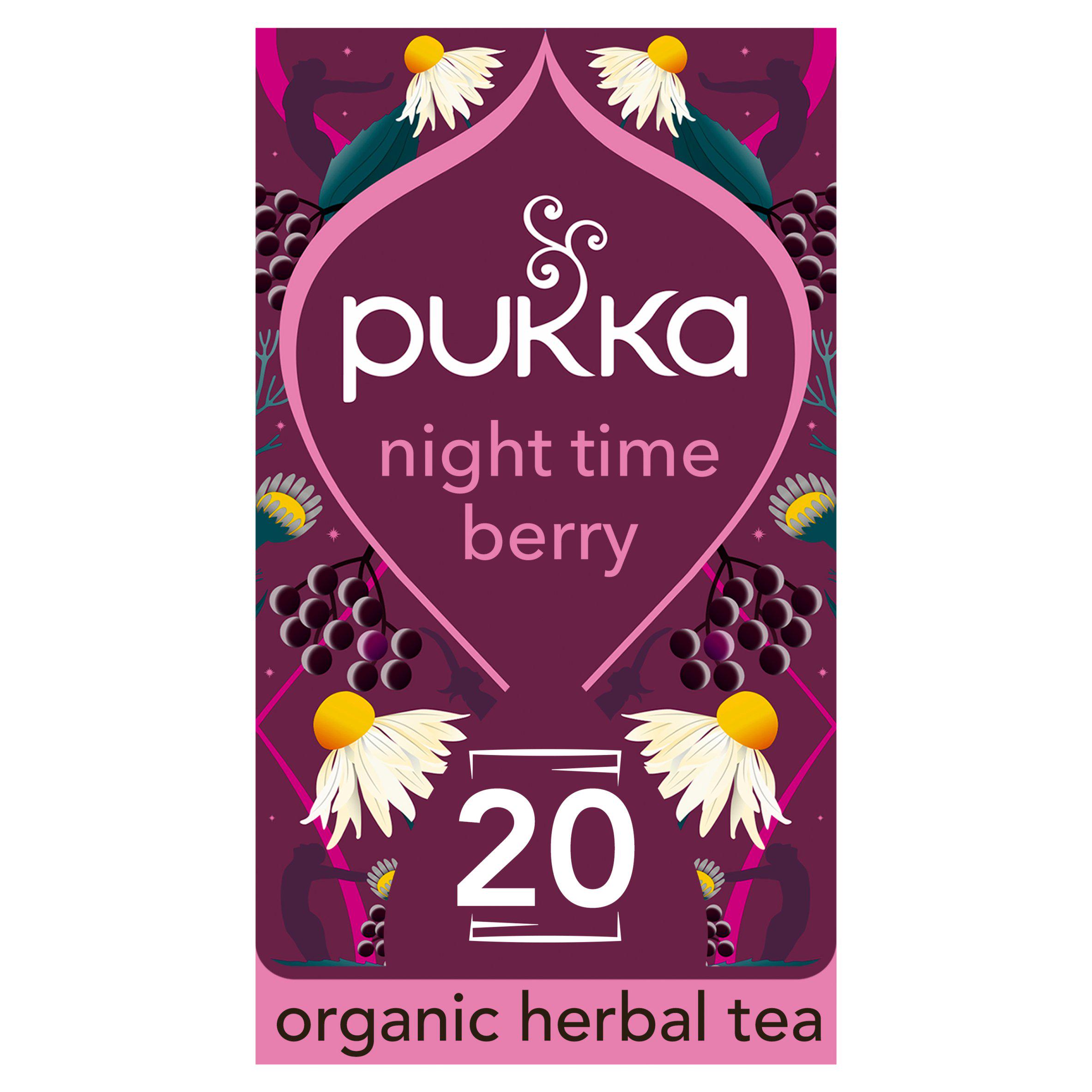 Pukka Organic Night Time Berry Herbal Tea Home Compostable Sleep Tea Bags x20
