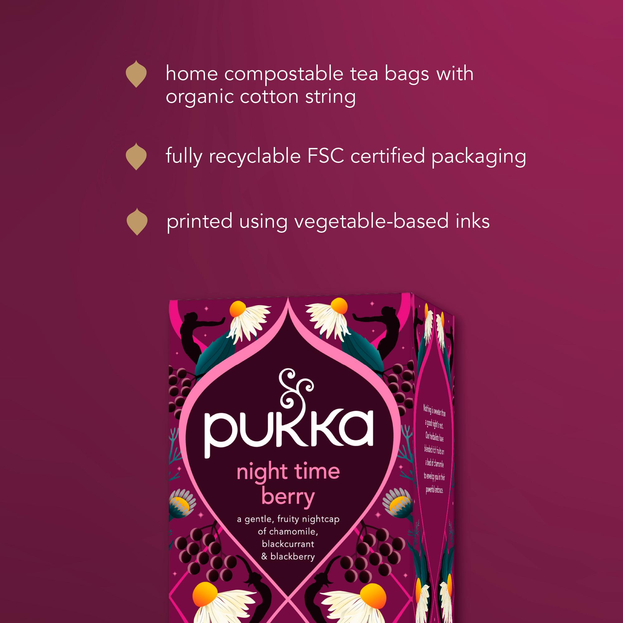Pukka Organic Night Time Berry Herbal Tea Home Compostable Sleep Tea Bags x20 thumbnail 6