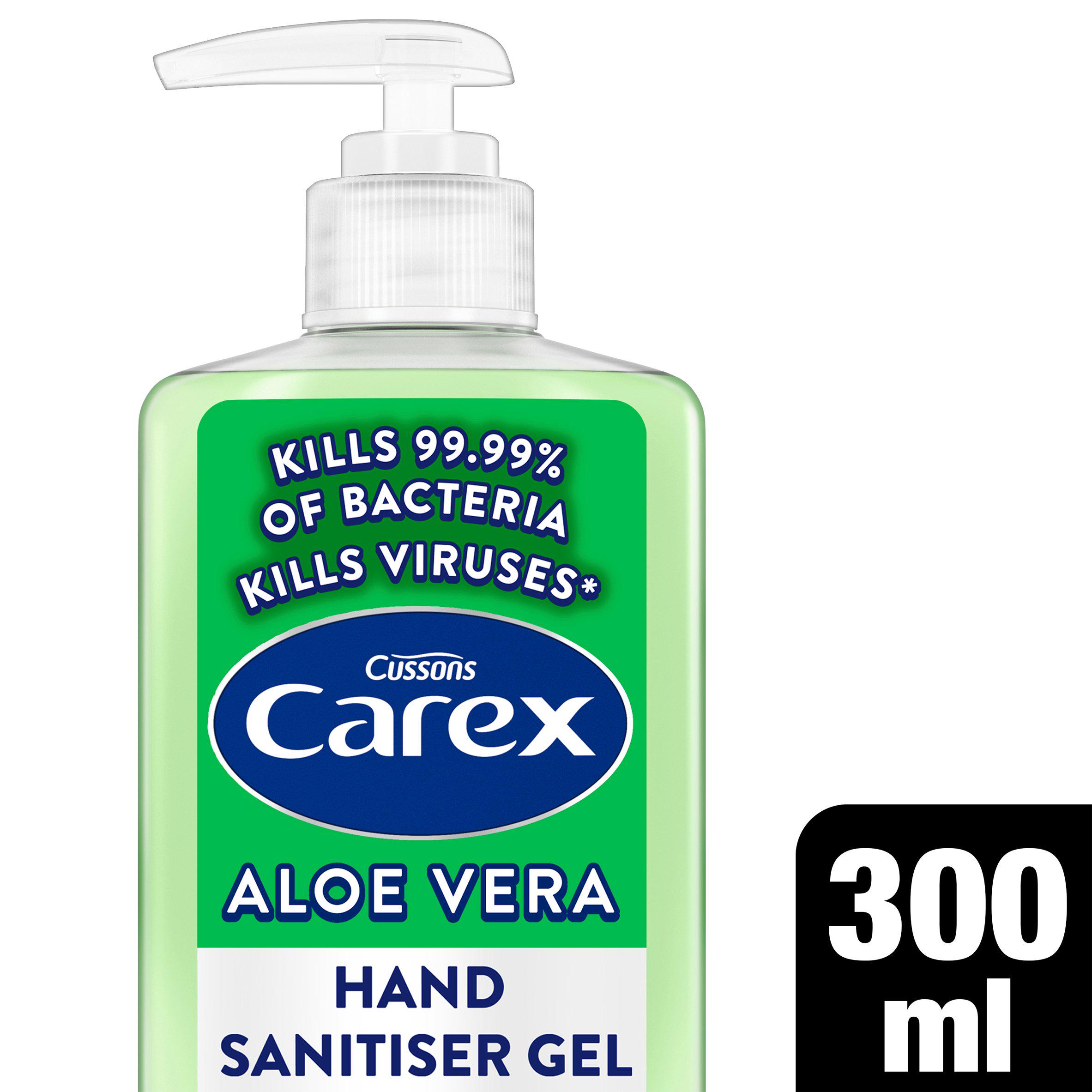 Carex 300ml Aloe Vera Antibacterial Hand Sanitiser Gel Quick Dry