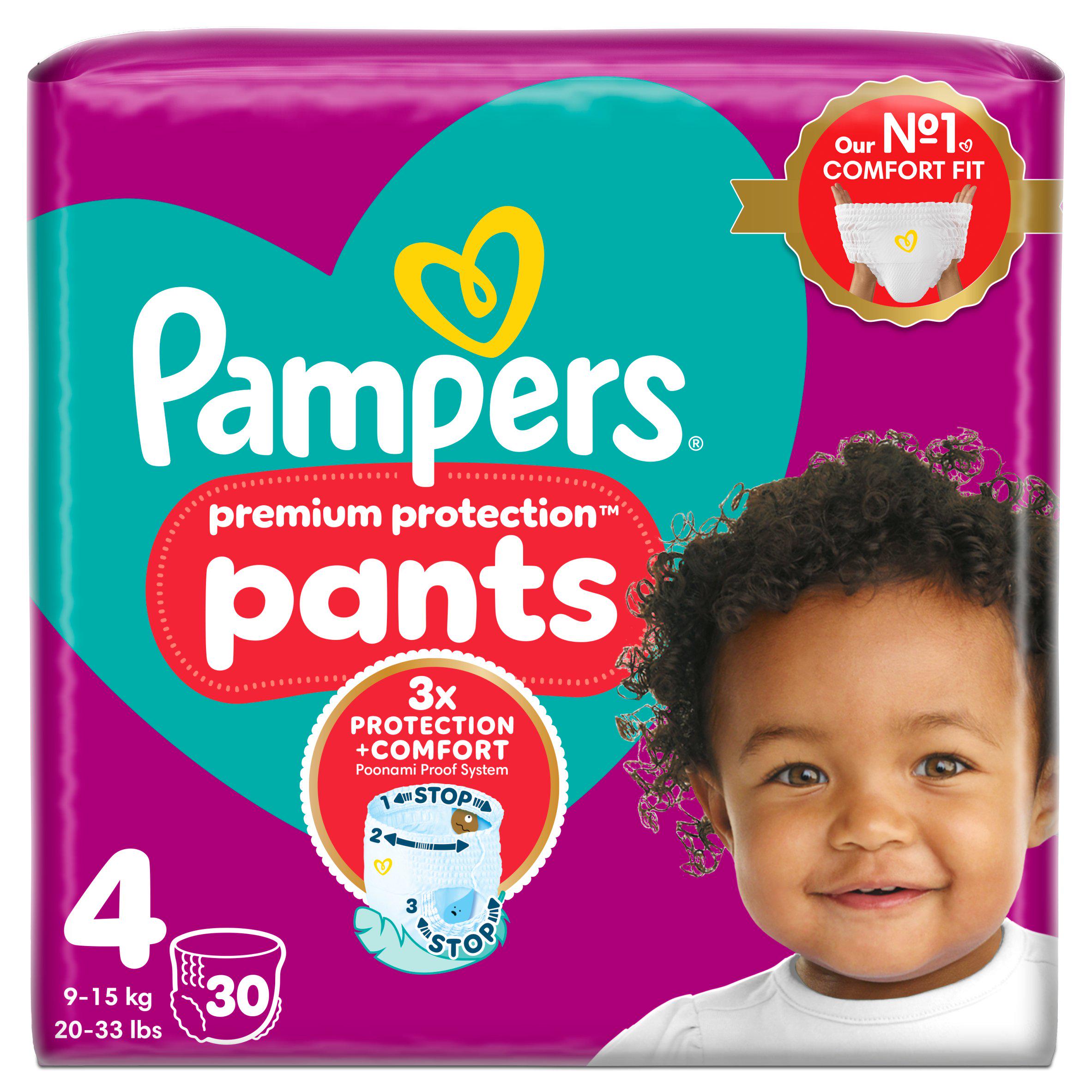 Pampers Premium Protection Nappy Pants, Size 4 (9-15kg) Essential Pack