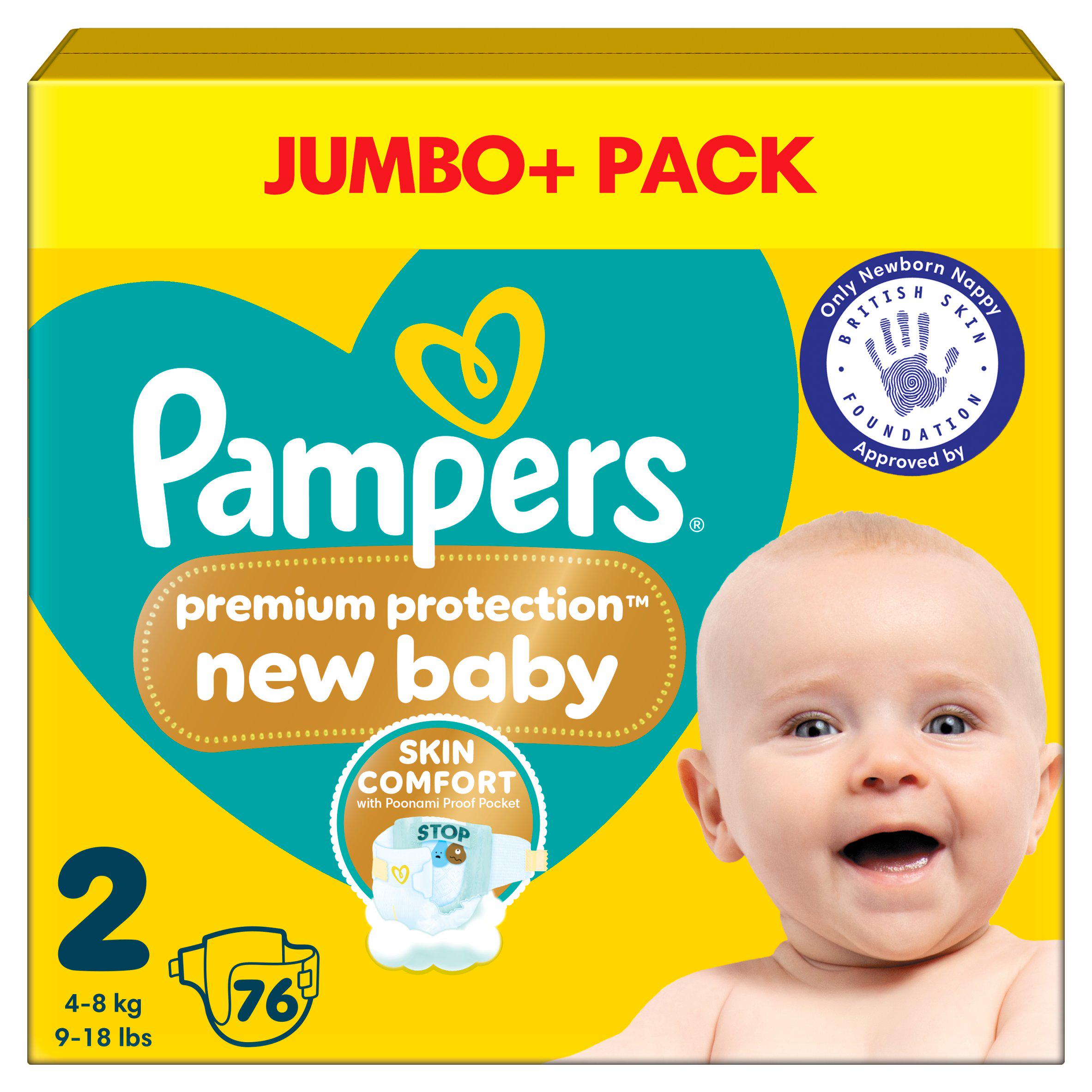 Pampers New Baby Nappies, Size 2 (4-8kg) Jumbo+ Pack