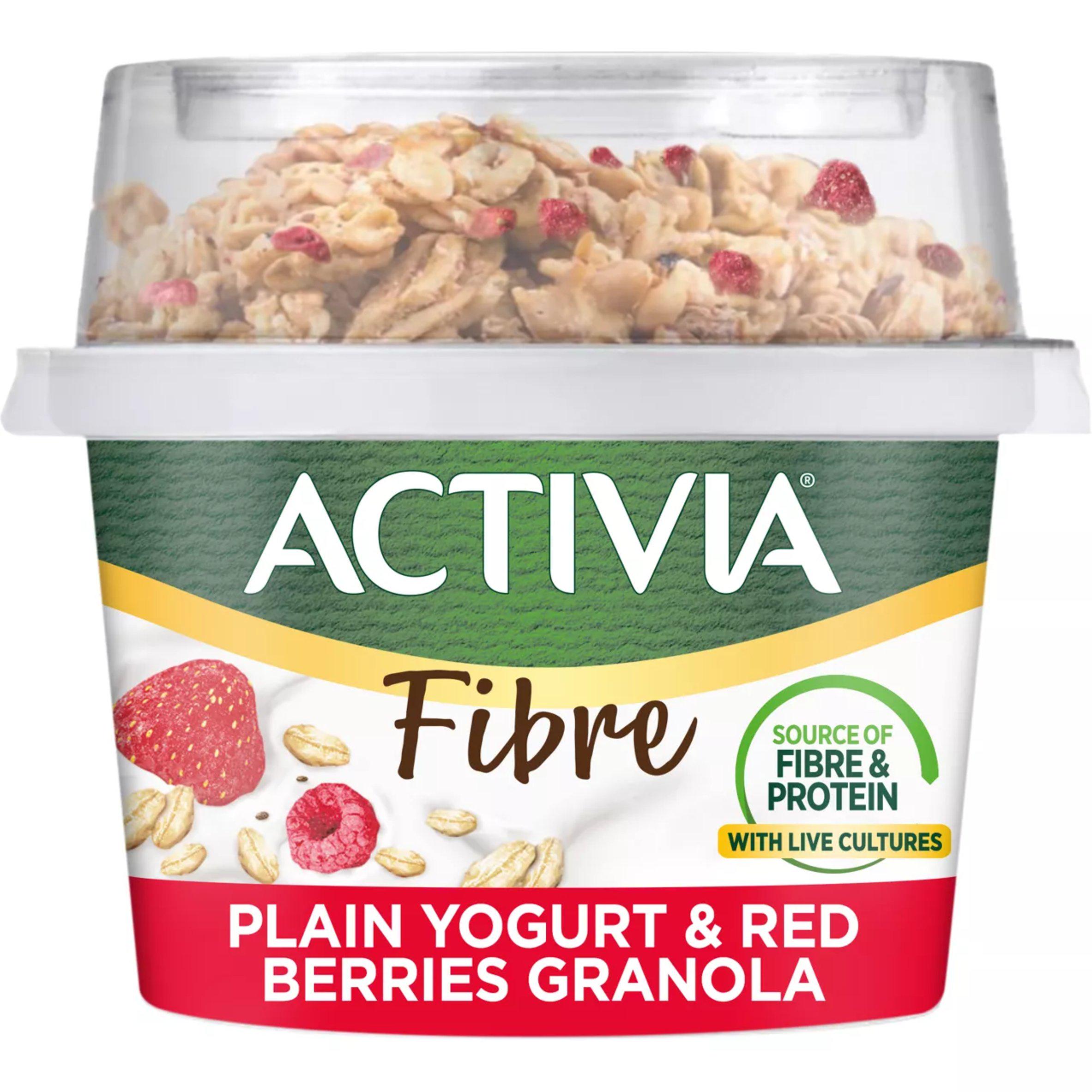 Activia 165g Fibre Plain Yogurt & Red Berries Museli Breakfast Pot