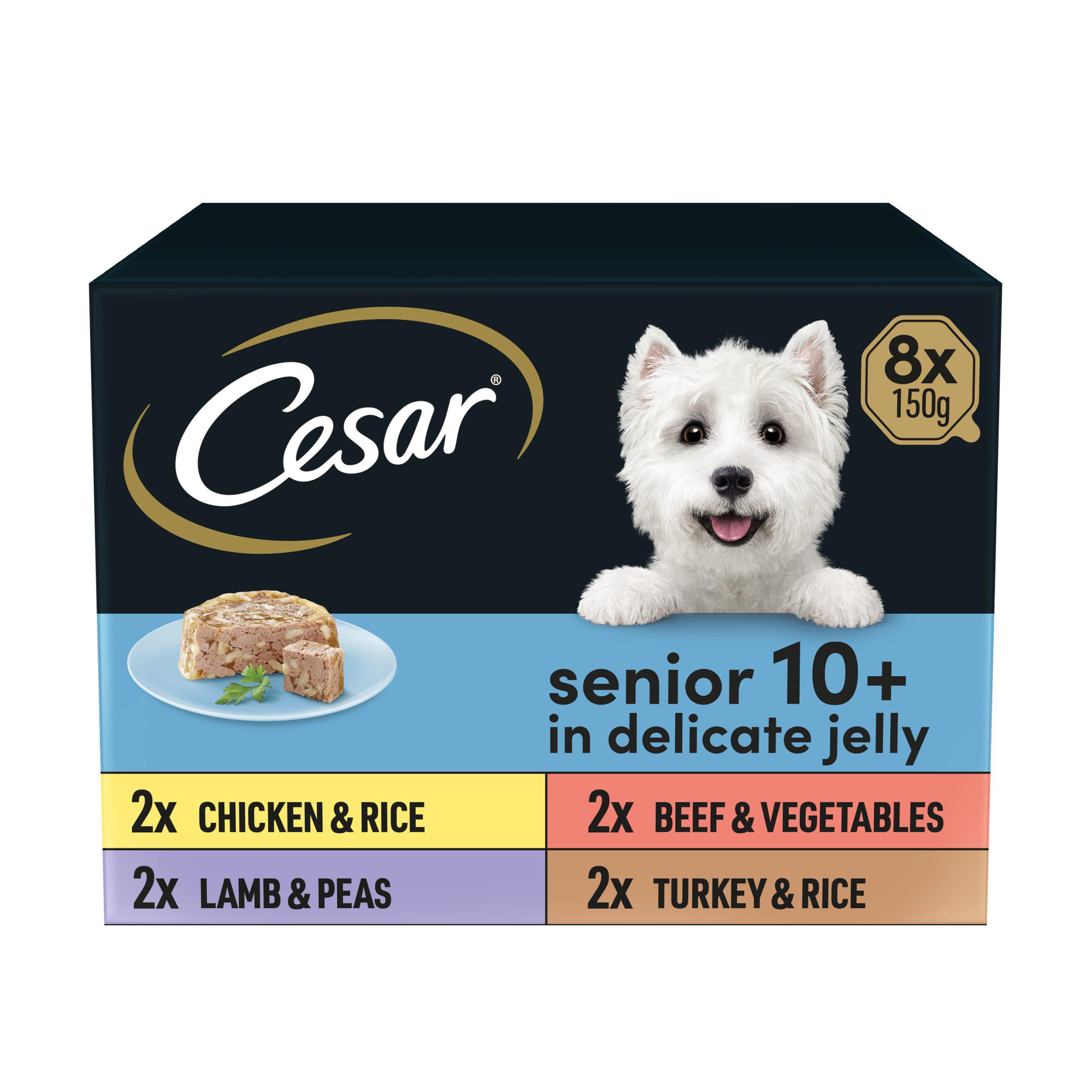Cesar Senior Wet Dog Food Trays Meat in Delicate Jelly 8x150g