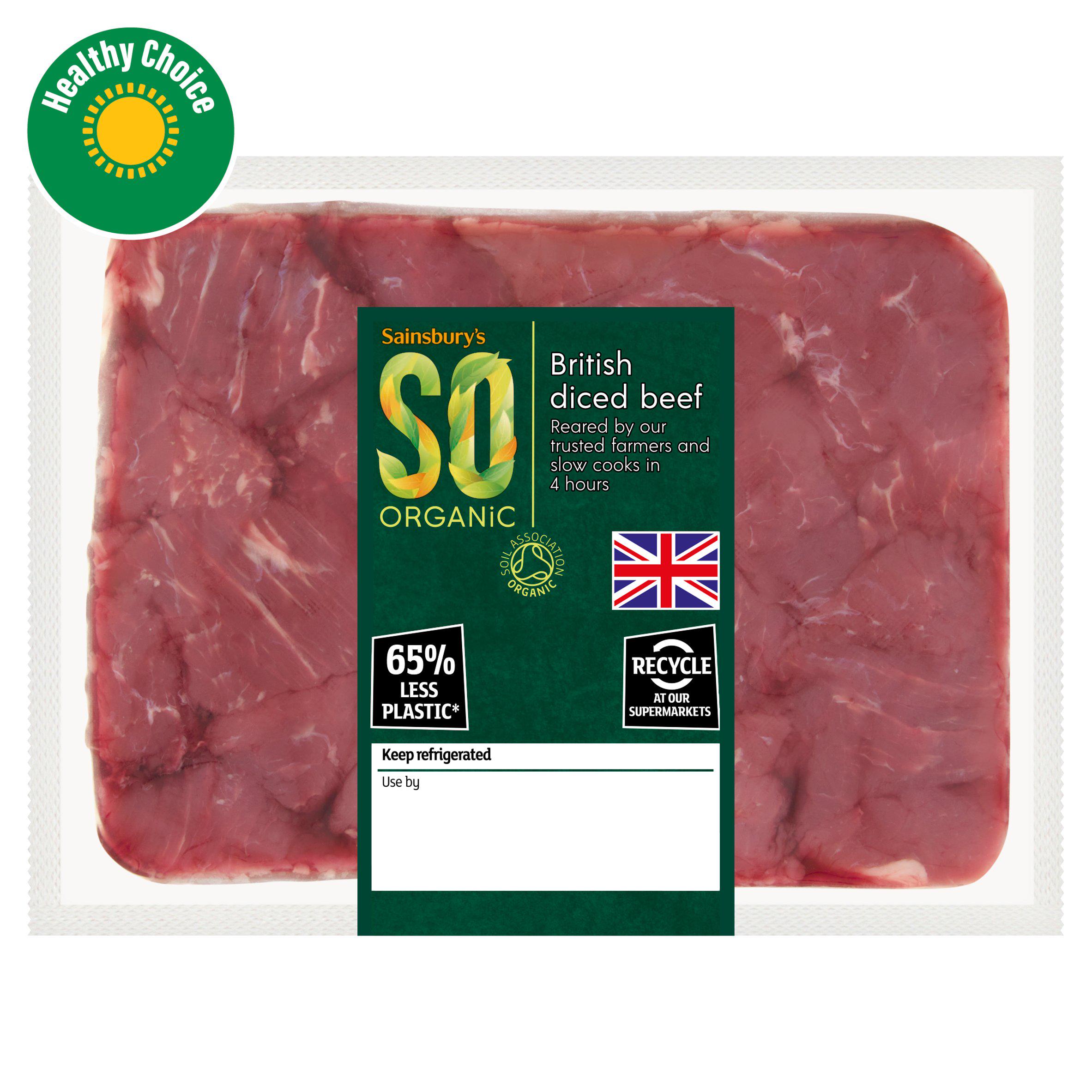 Sainsbury's British Diced Beef, SO Organic 500g