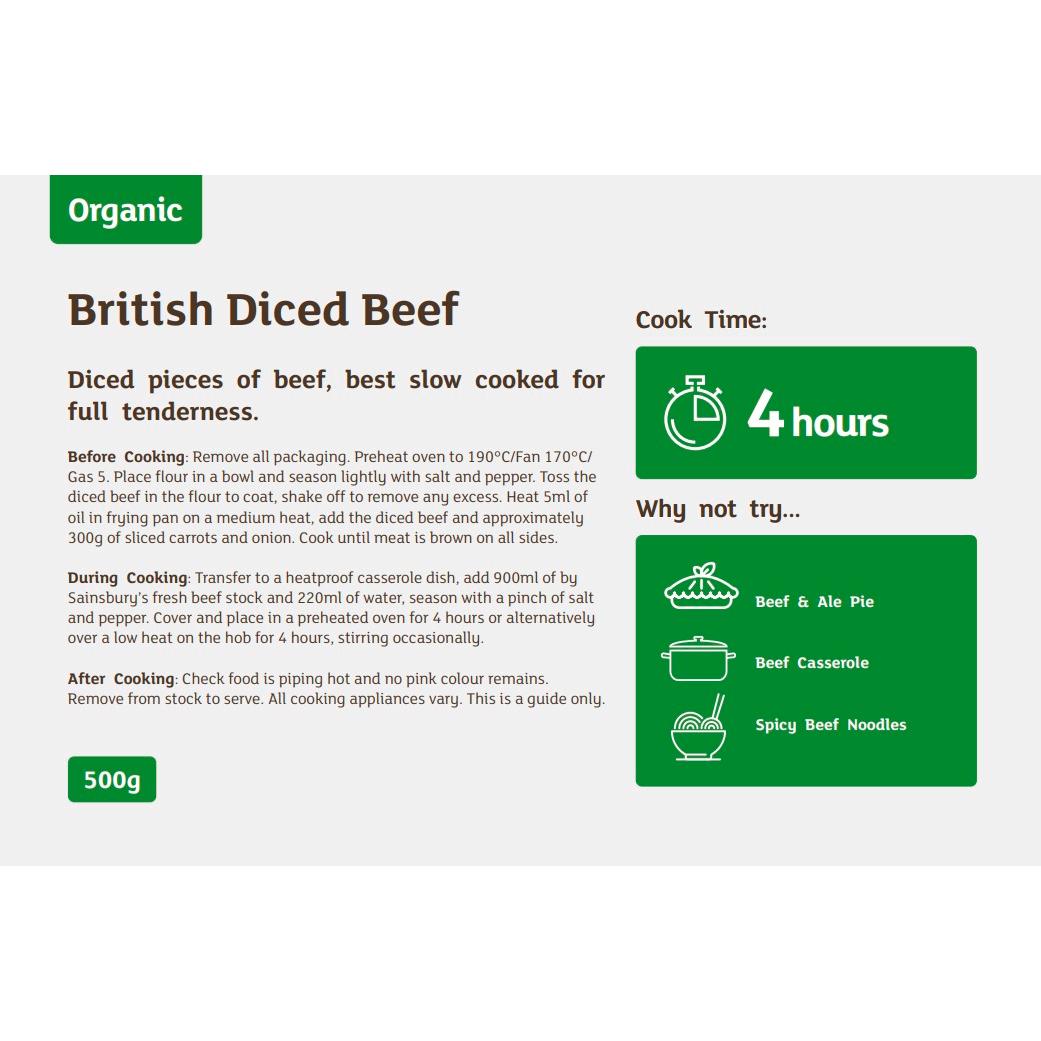 Sainsbury's British Diced Beef, SO Organic 500g thumbnail 2