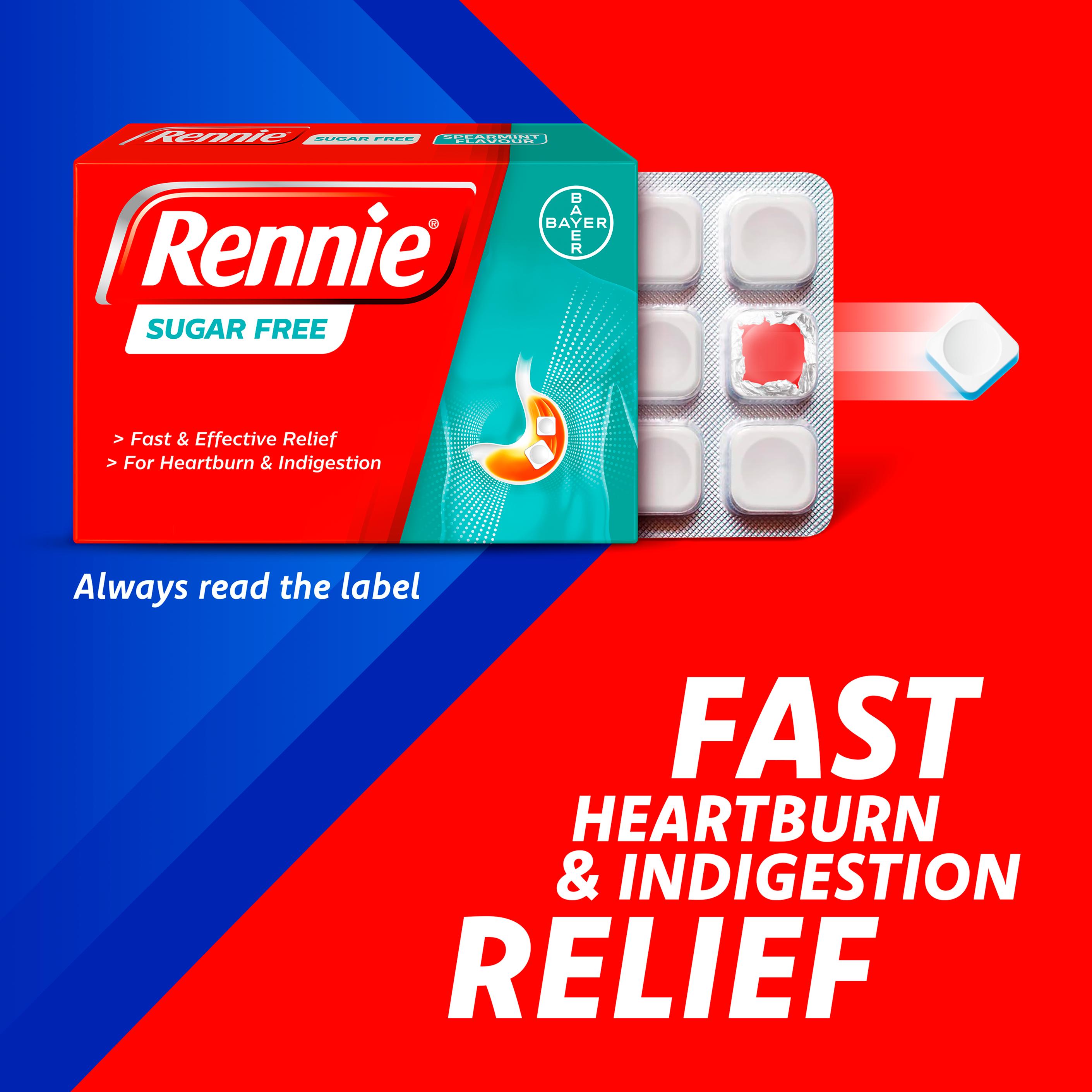 Rennie Sugar Free Heartburn Chewable Tablets Spearmint Flavour x72 thumbnail 2