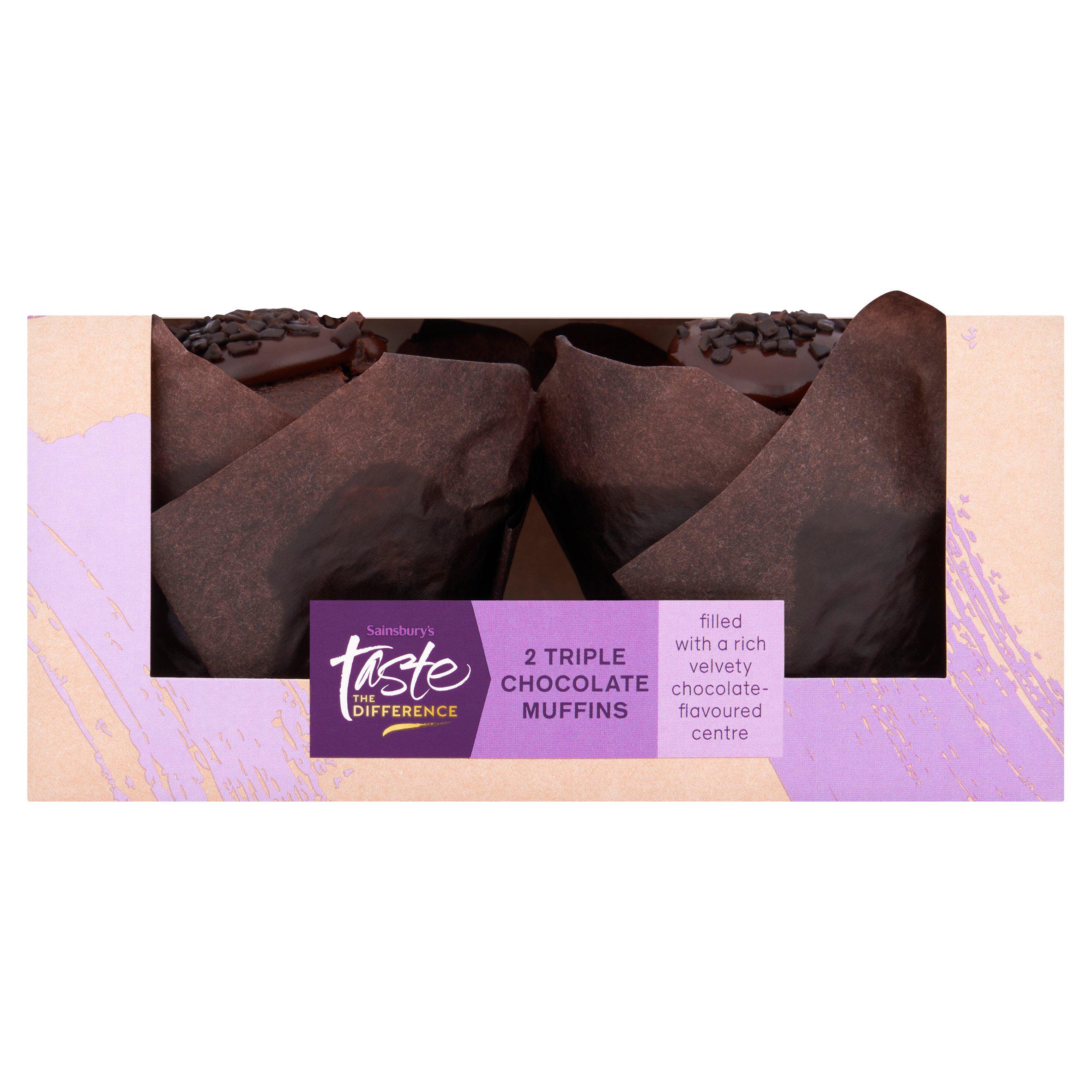 Sainsbury's Triple Chocolate Muffins, Taste the Difference x2