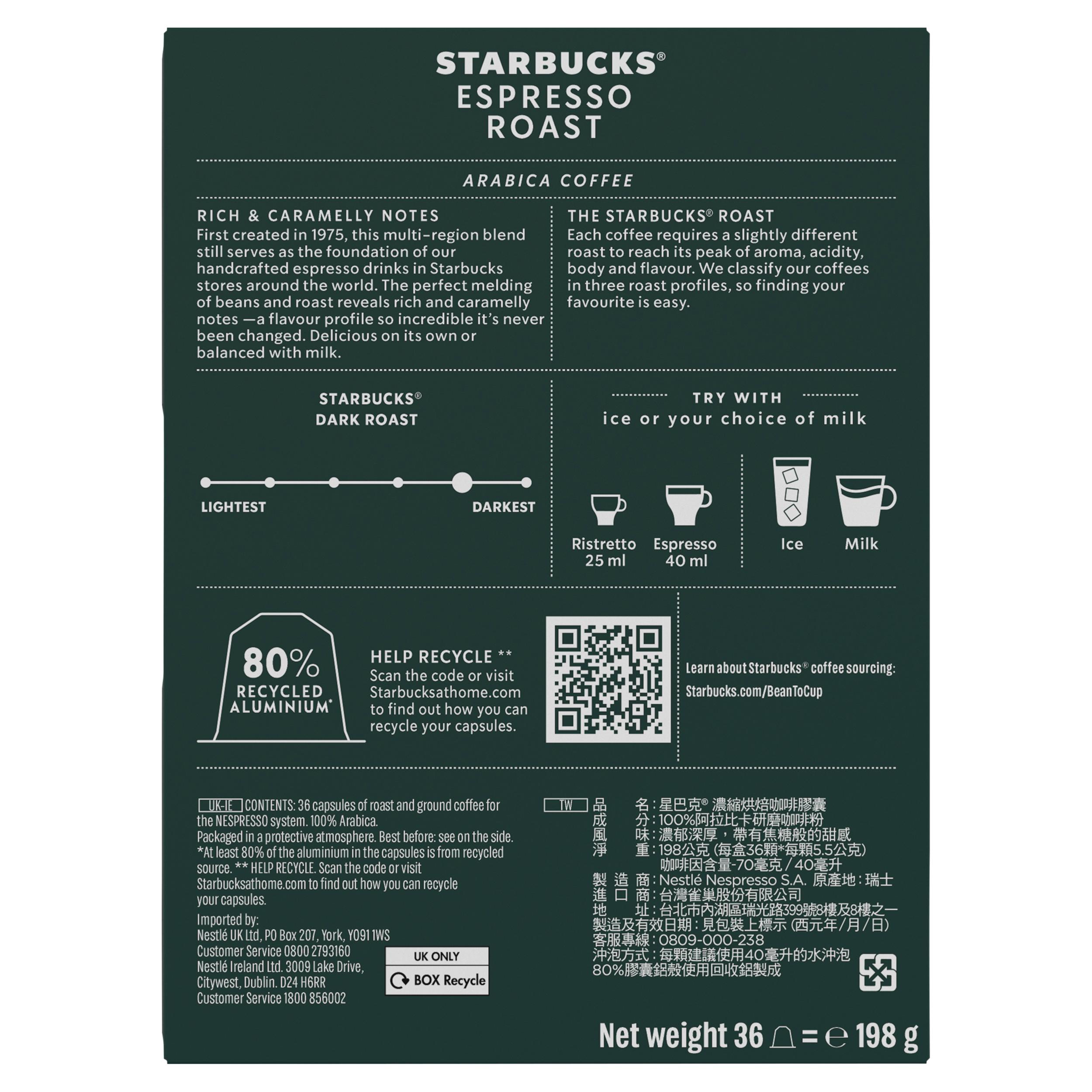 Starbucks by Nespresso Espresso Roast Coffee Pods x36 thumbnail 2