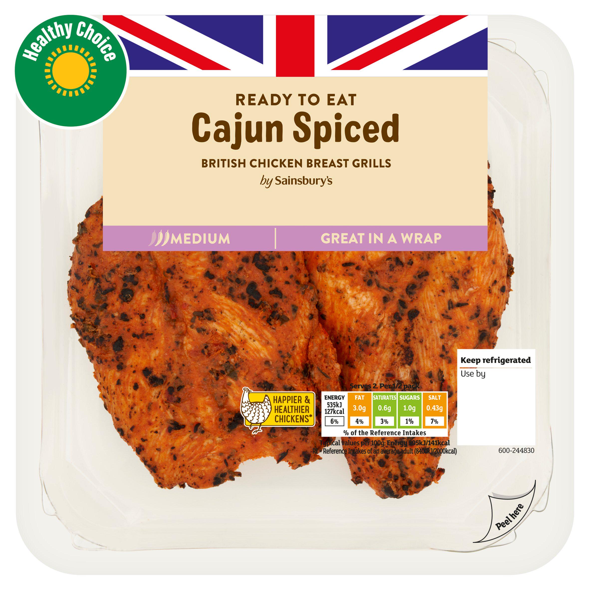 Sainsbury's Cajun British Chicken Grills Ready to Eat 180g