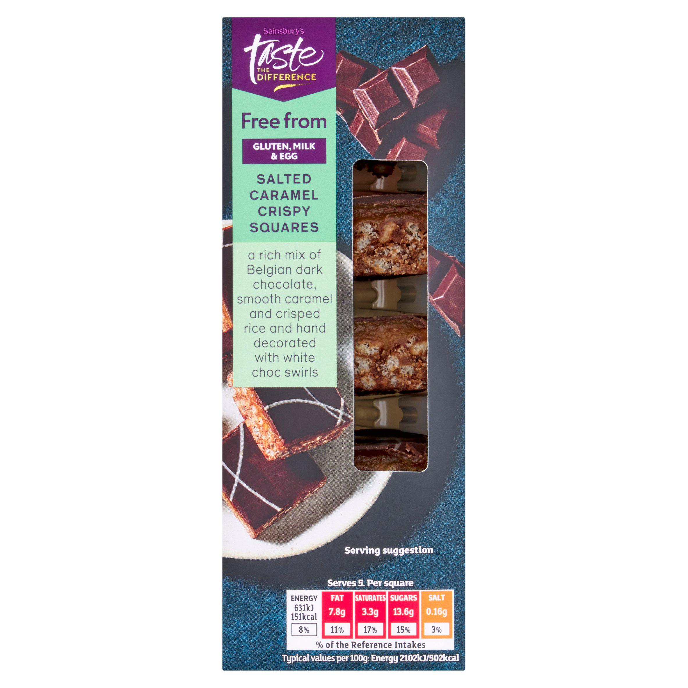 Sainsbury's Free From 150g Salted Caramel Crispy Squares, Taste the Difference