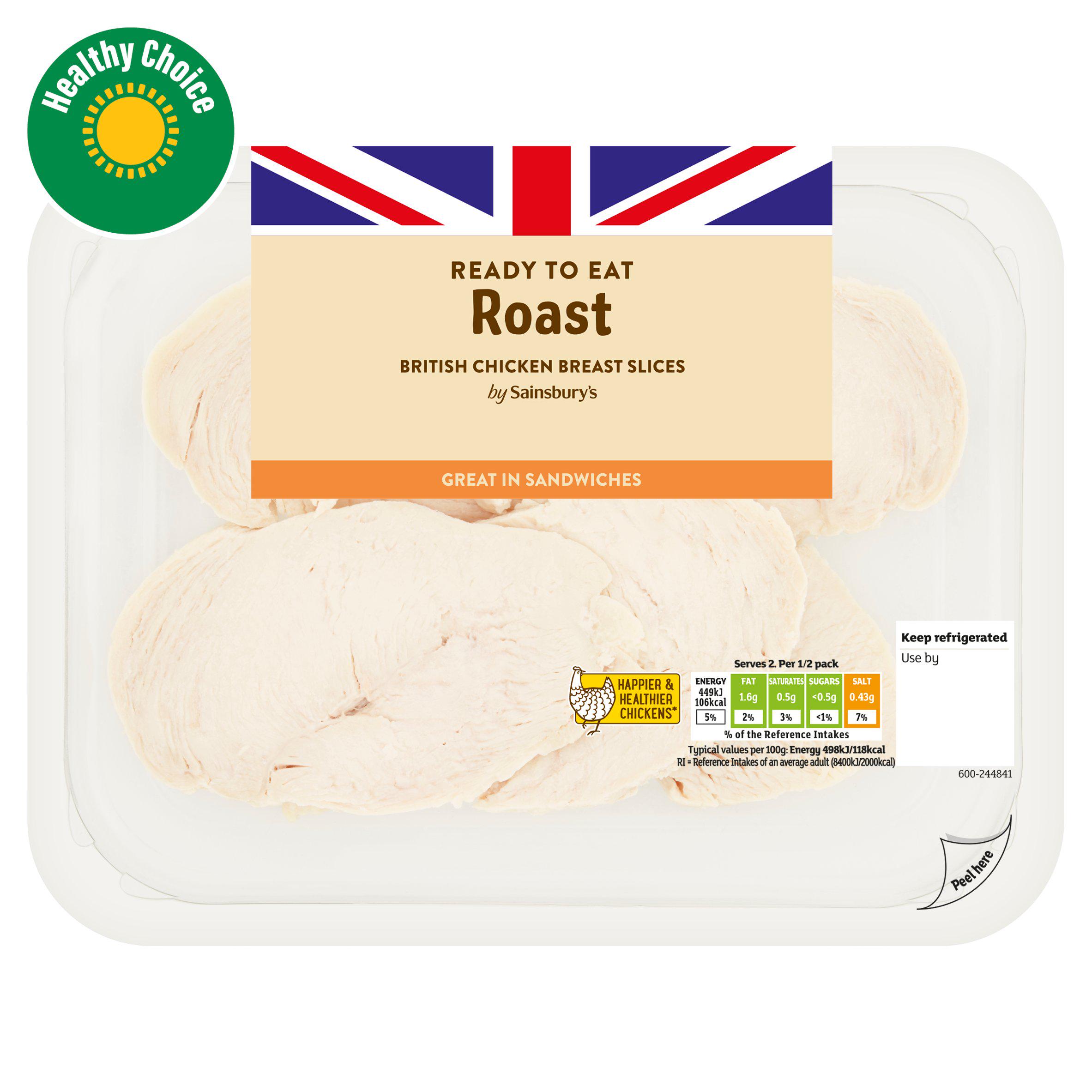 Sainsbury's Roast British Cooked Breast Chicken Slices 180g