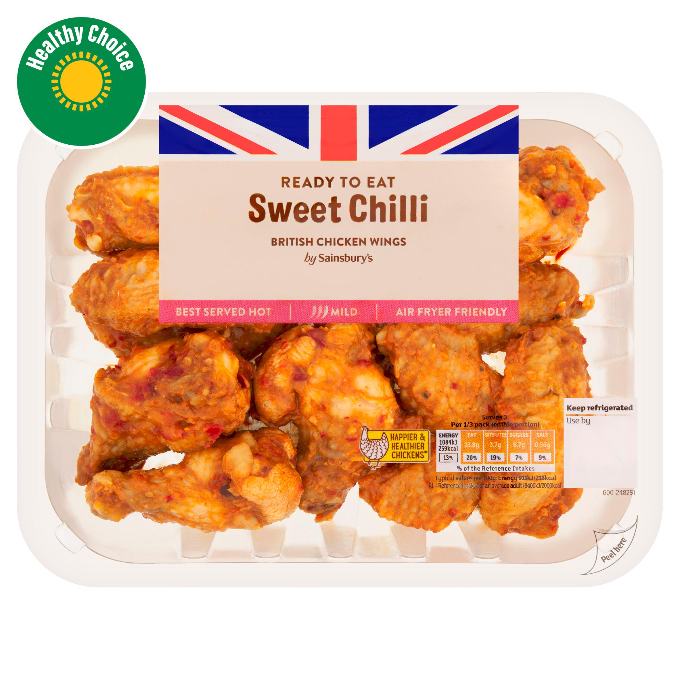 Sainsbury's Sweet Chilli Cooked British Chicken Wings 525g