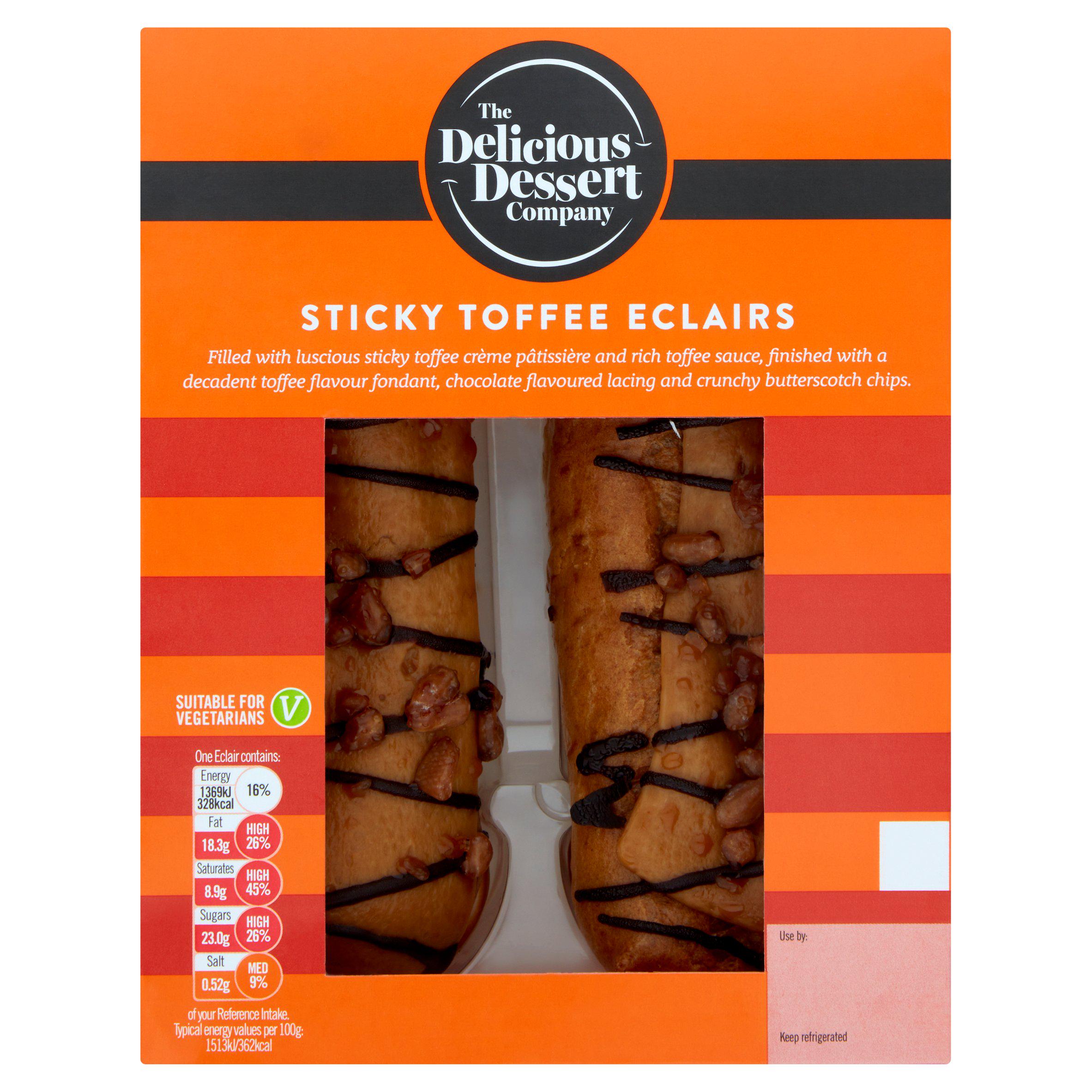 The Delicious Dessert Company Sticky Toffee Eclairs 2 Pack