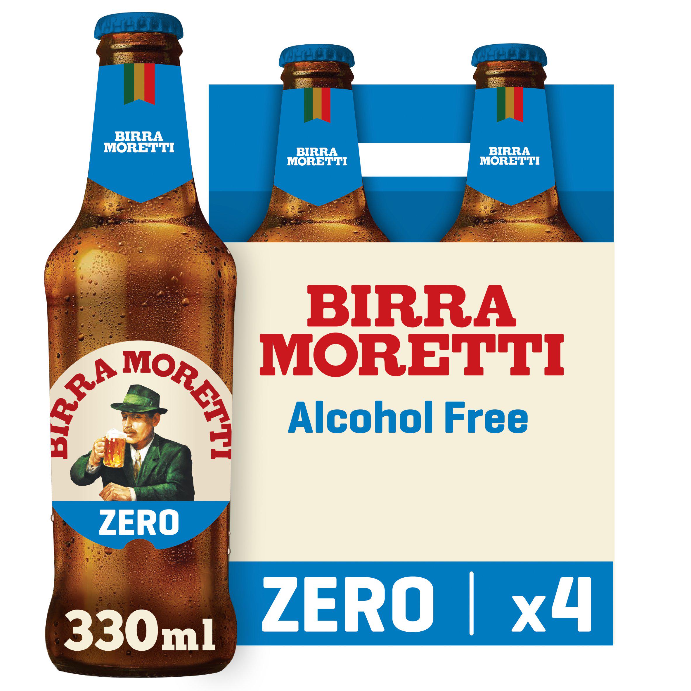 Birra Moretti Zero 0.0% Alcohol Free Beer Bottle 4 x 330ml