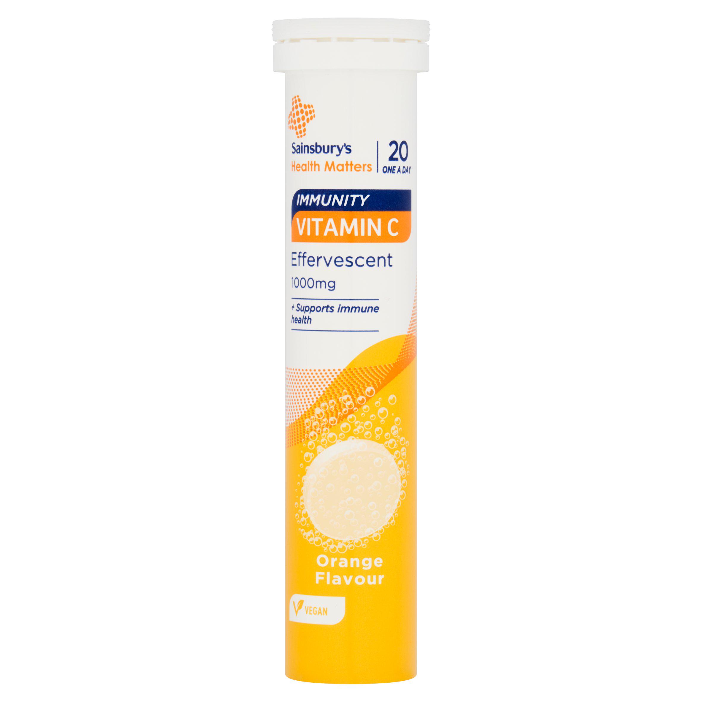 Sainsbury's Health Matters Immunity Vitamin C Effervescent Orange Flavour Tablets 1000mgx20