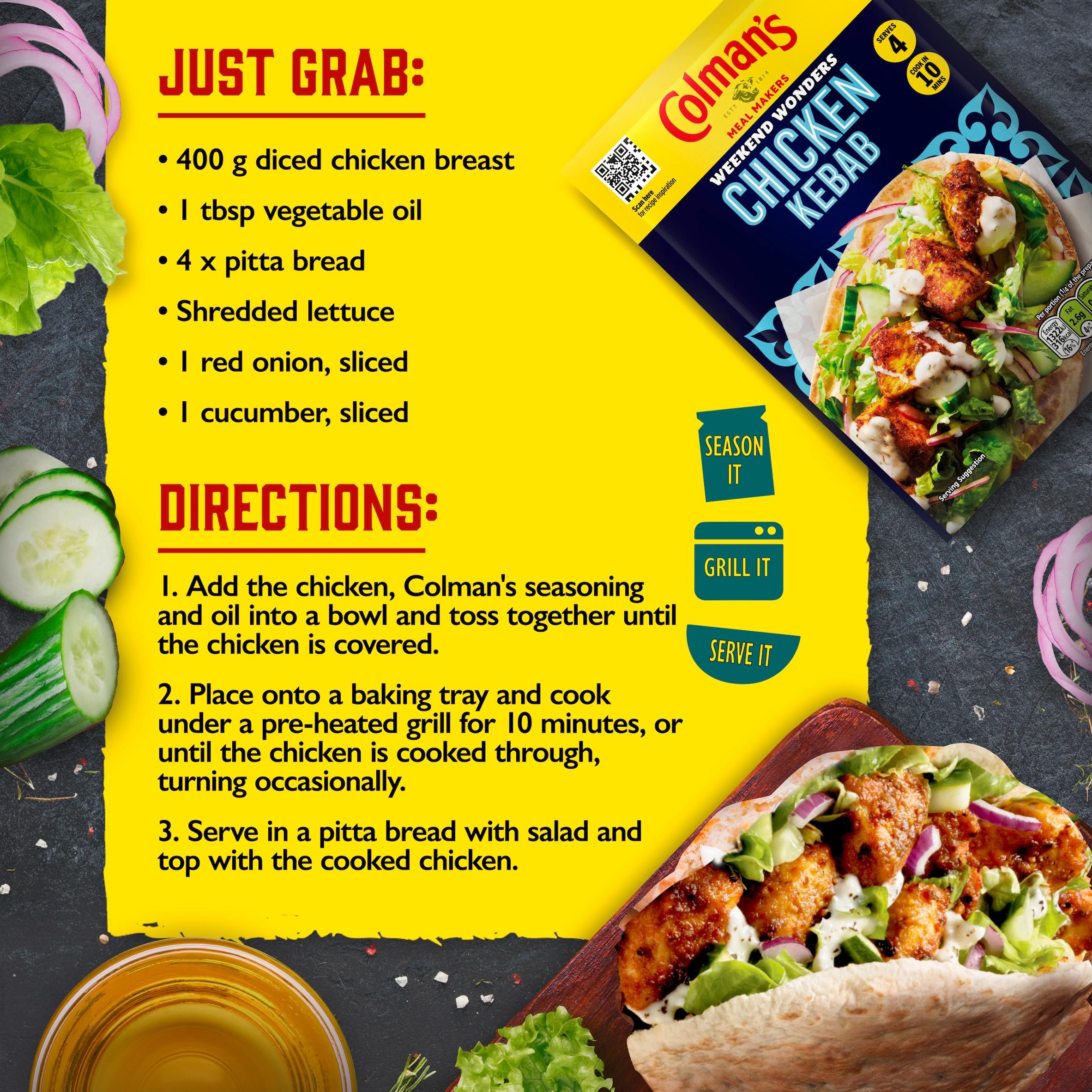 Colman's Weekend Wonders Meal Maker Recipe Mix Chicken Kebab 30g thumbnail 6