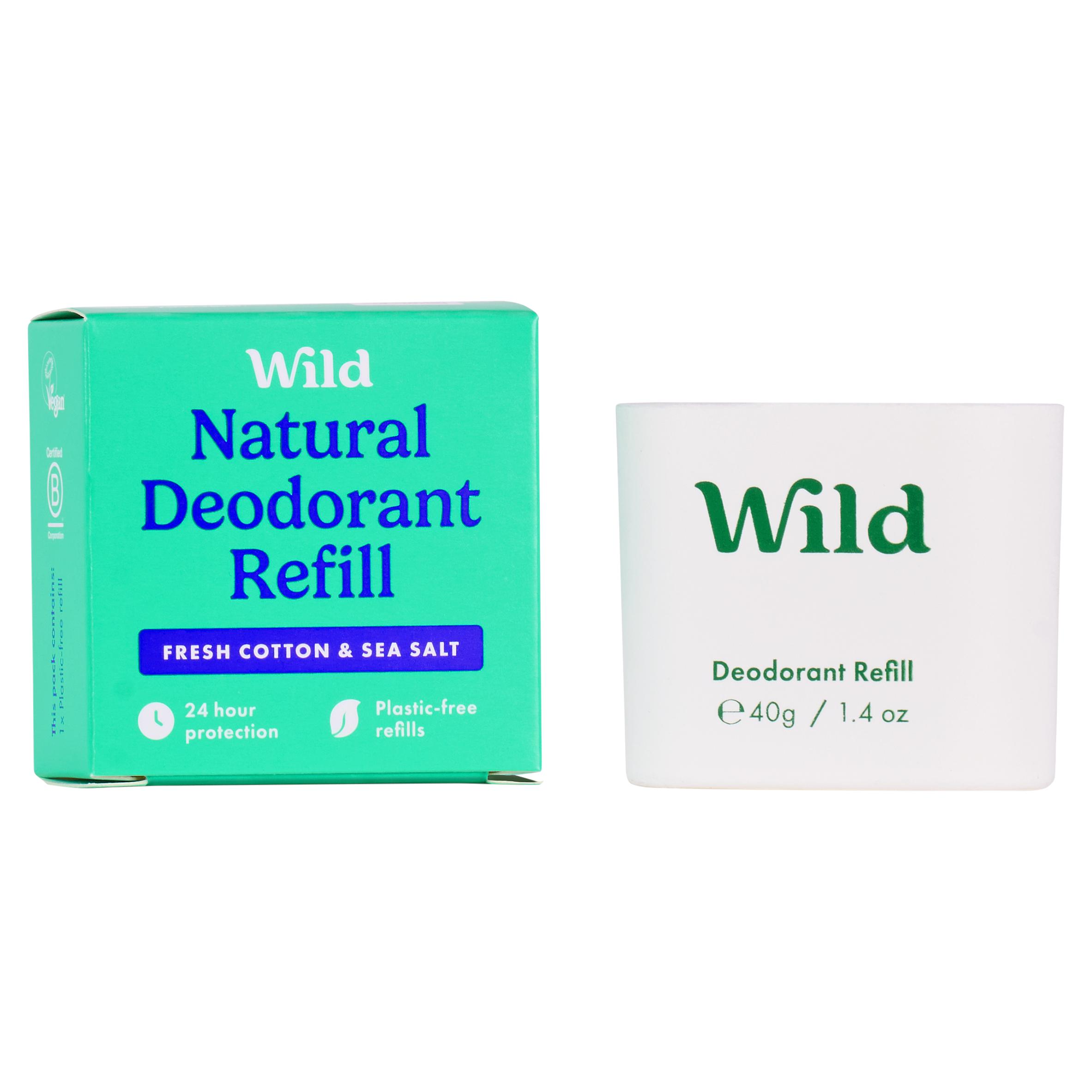 Wild Natural Deodorant Refill Fresh Cotton & Sea Salt 40g thumbnail 2