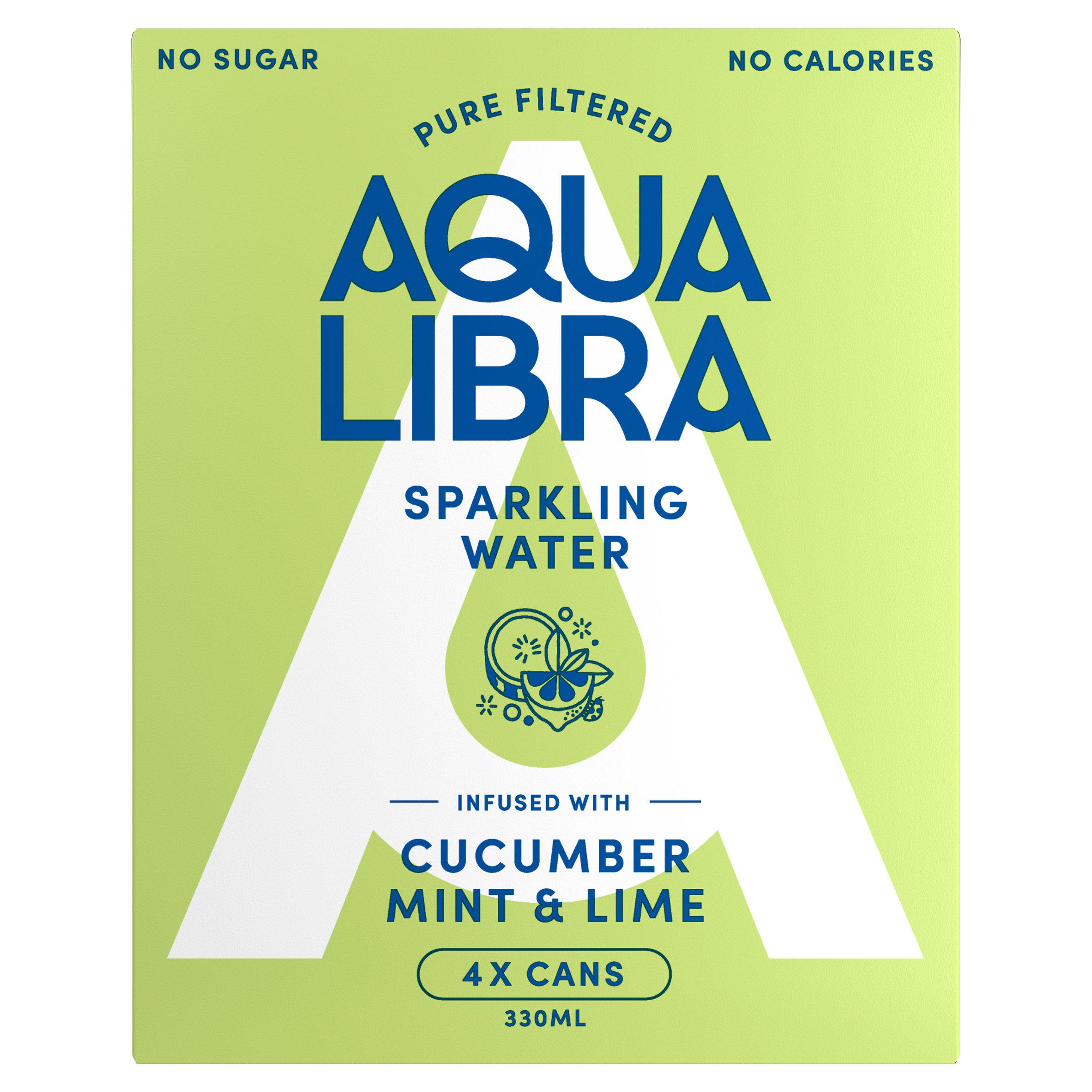Aqua Libra Sparkling Water Infused with Cucumber Mint & Lime 4x330ml