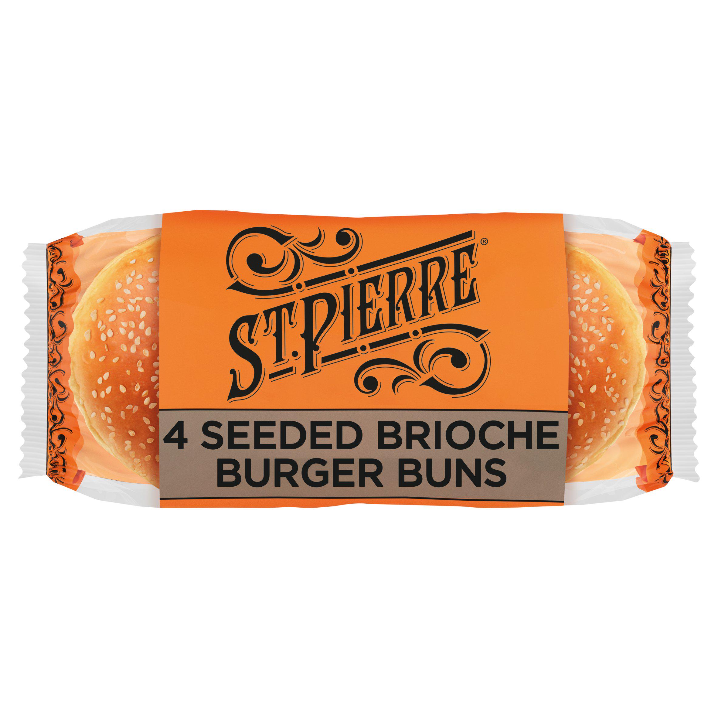 St. Pierre Seeded Brioche Burger Buns Pre-Sliced Rolls x4