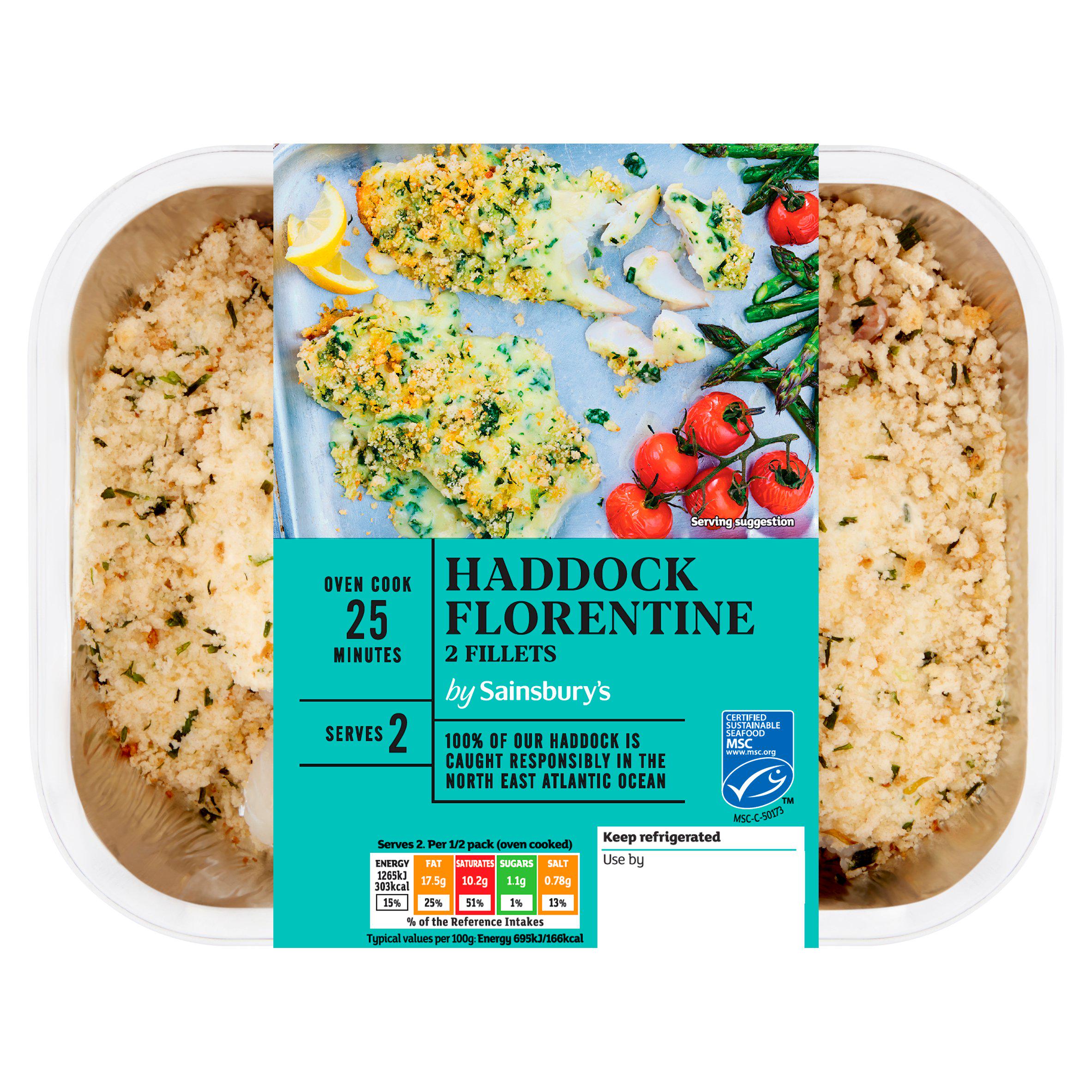 Sainsbury's MSC Ready to Cook Haddock Florentine 380g