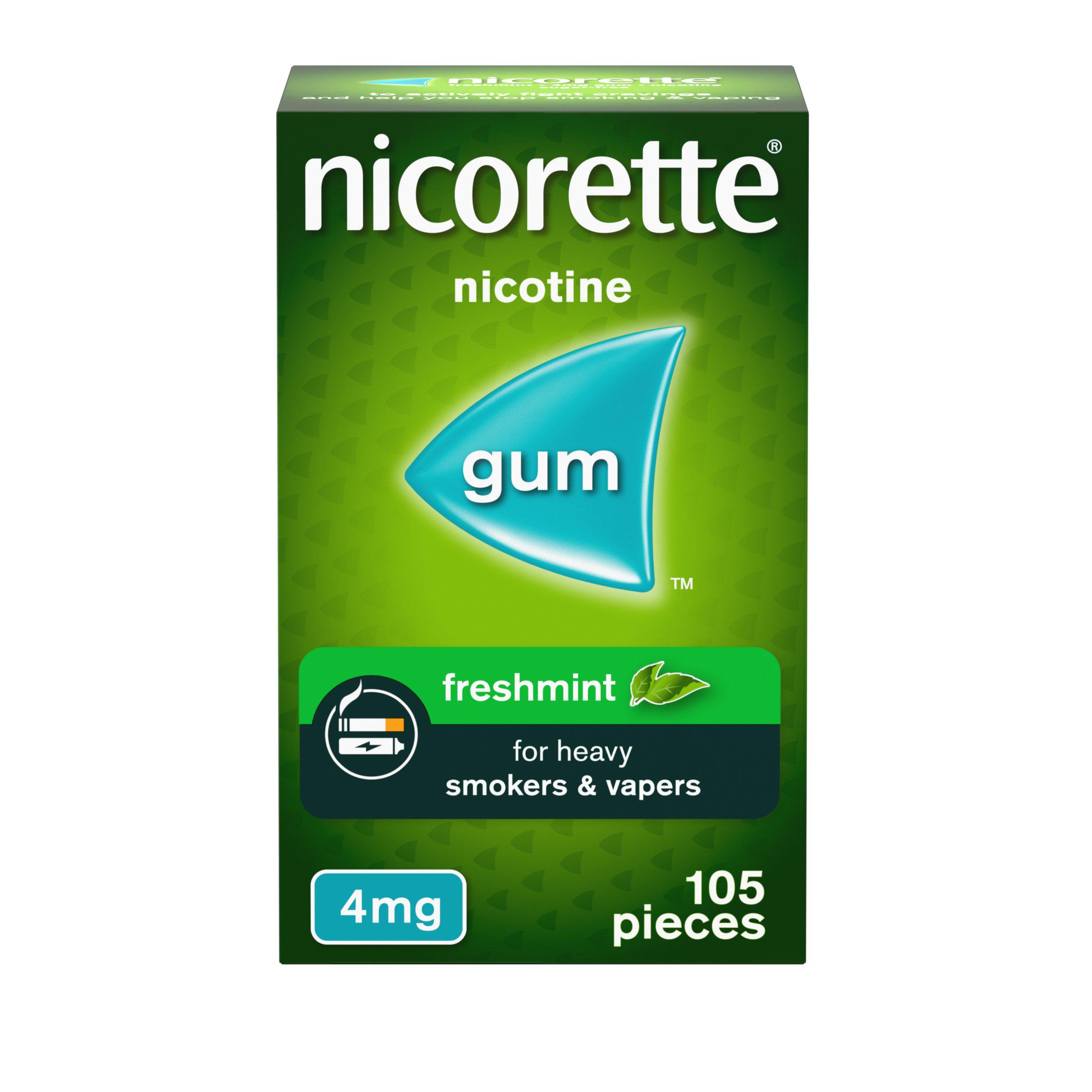 Nicorette Fresh Mint Chewing Gum, 4 mg, 105 Pieces (Stop Smoking Aid)