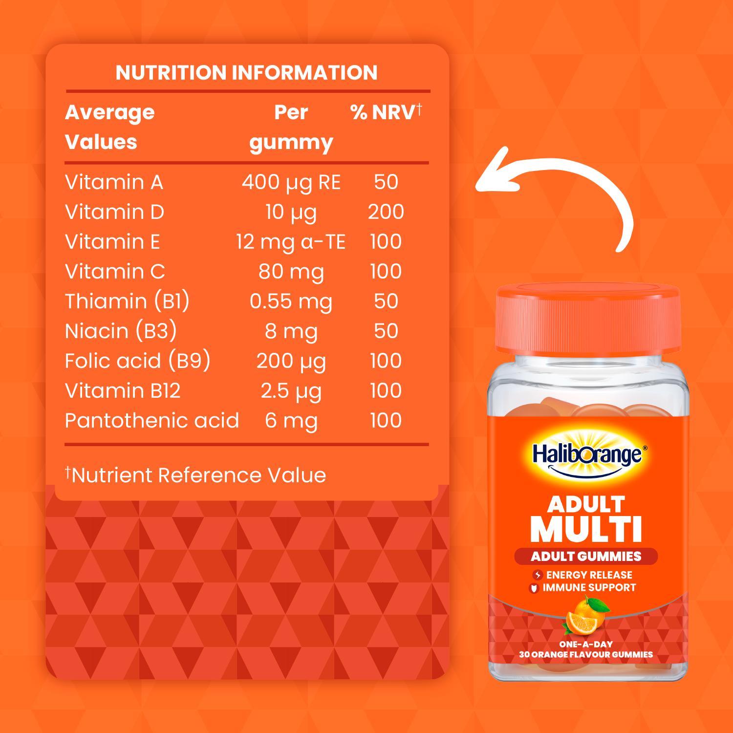 Haliborange Adult Multi Orange Flavour On-a-Day Adult Gummies x30 thumbnail 6
