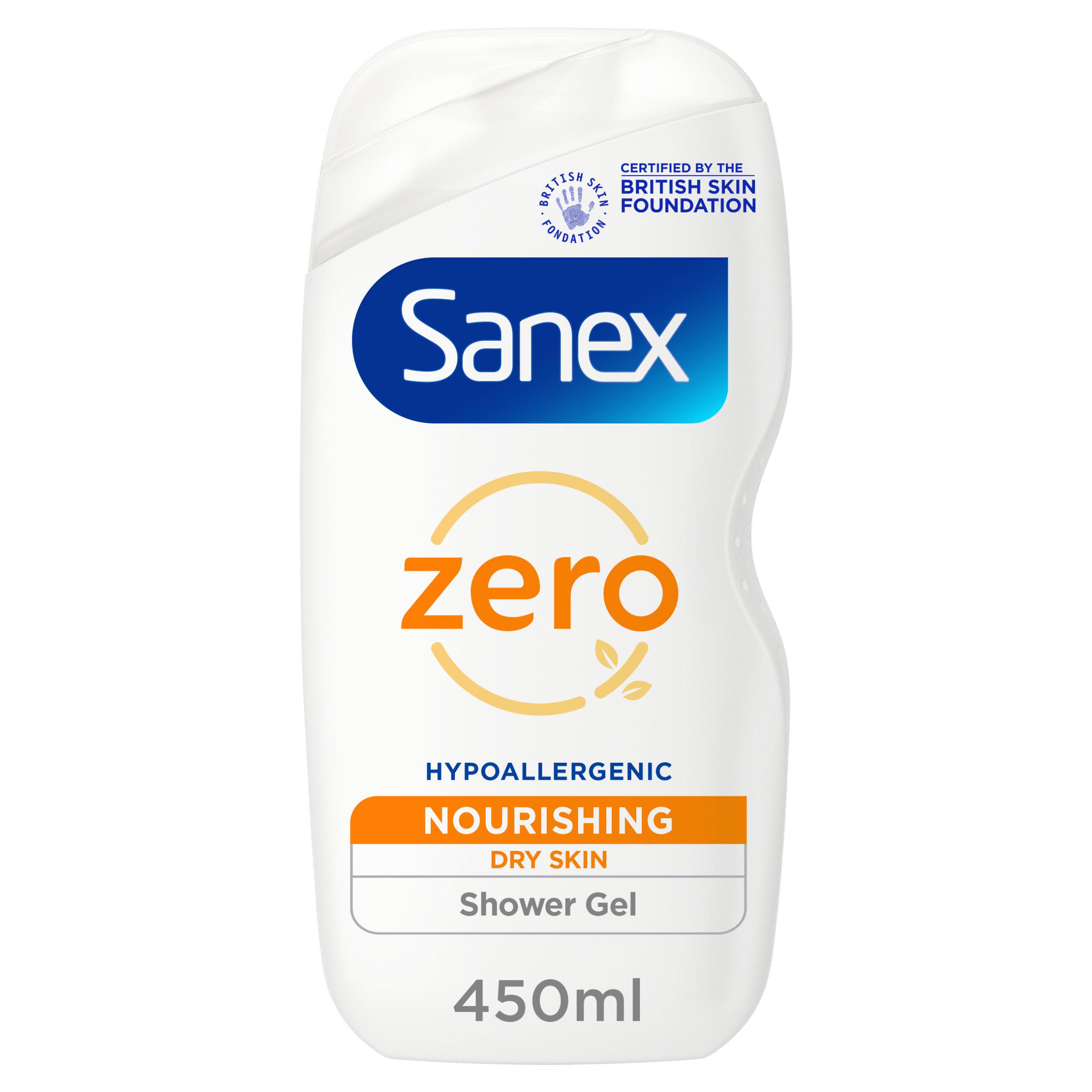 Sanex Zero% Nourishing Shower Gel Body Wash for Dry Skin 450ml