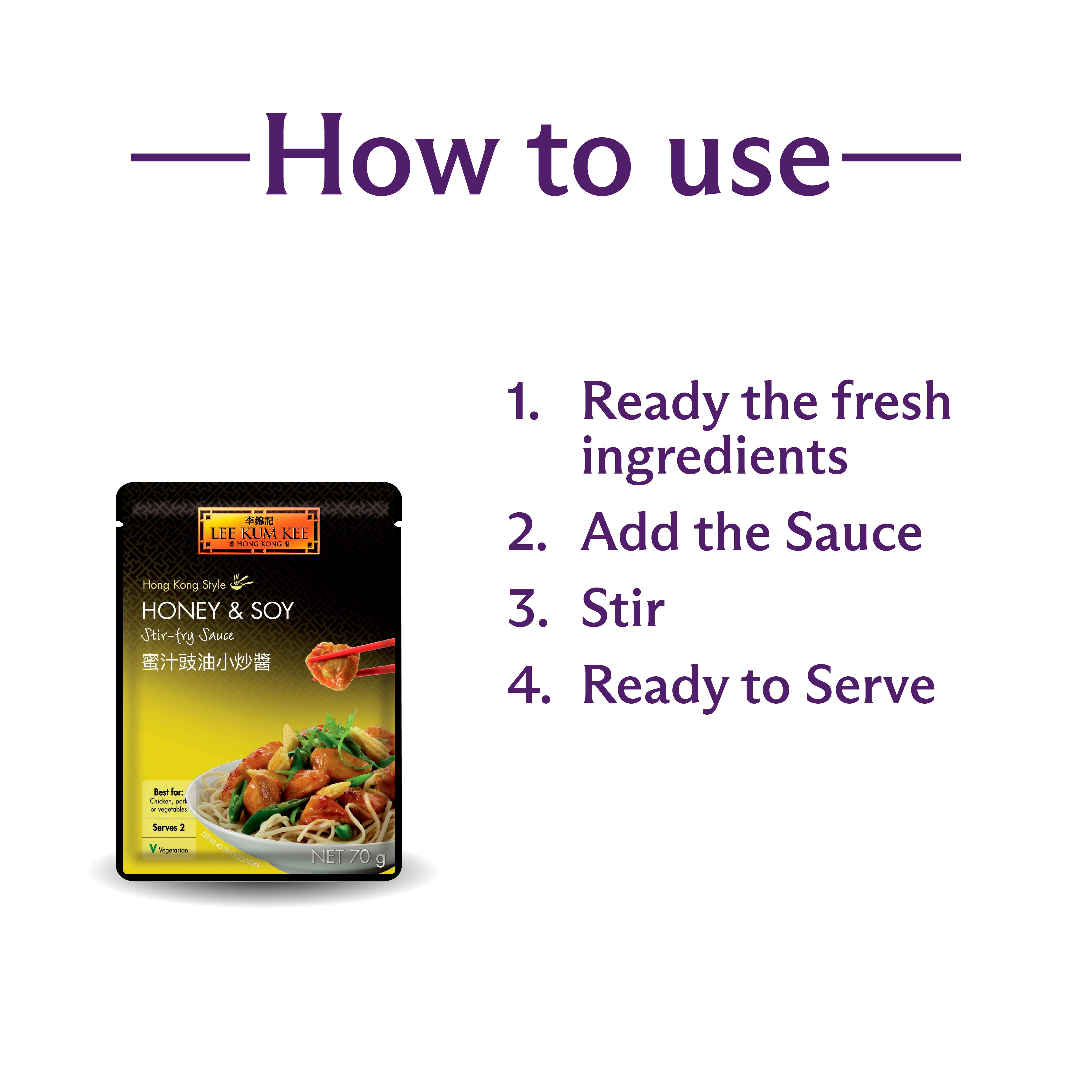 Lee Kum Kee Honey & Soy Stir Fry Sauce 70g thumbnail 2