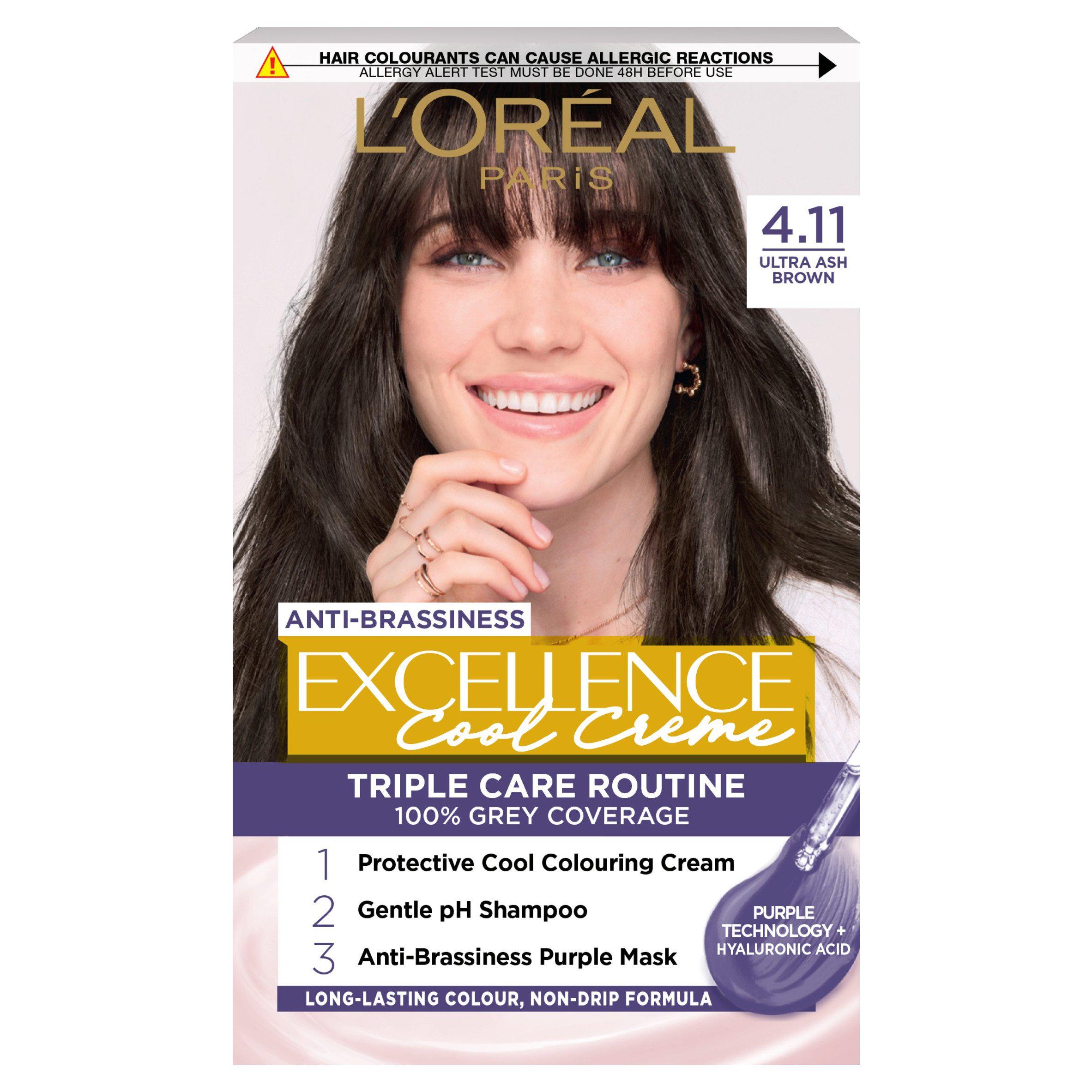 L'Oreal Paris Excellence Cool Crème Permanent Hair Dye Ultra Ash Brown 4.11