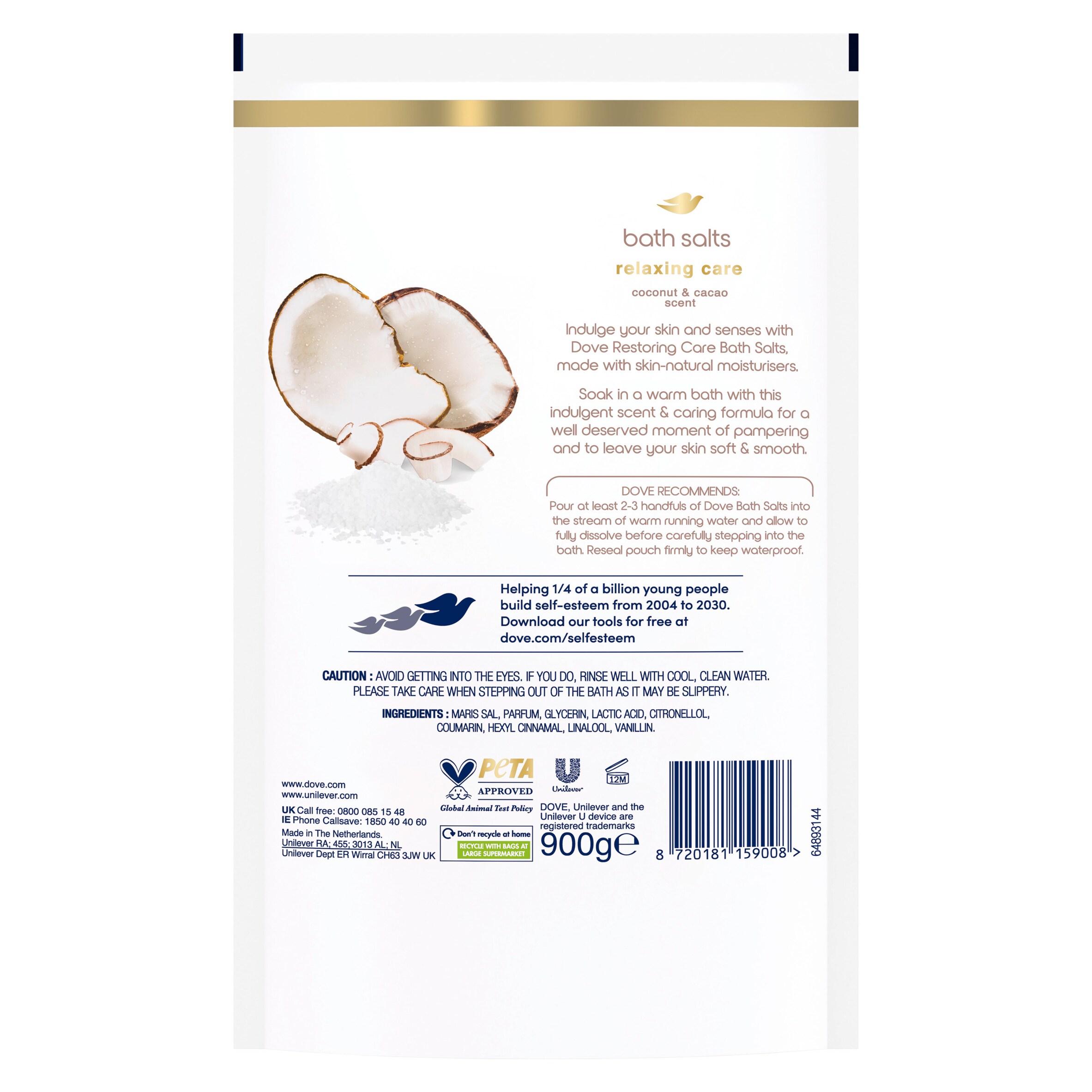 Dove Coconut and Cacao Restoring Care Bath Salts 900g thumbnail 6