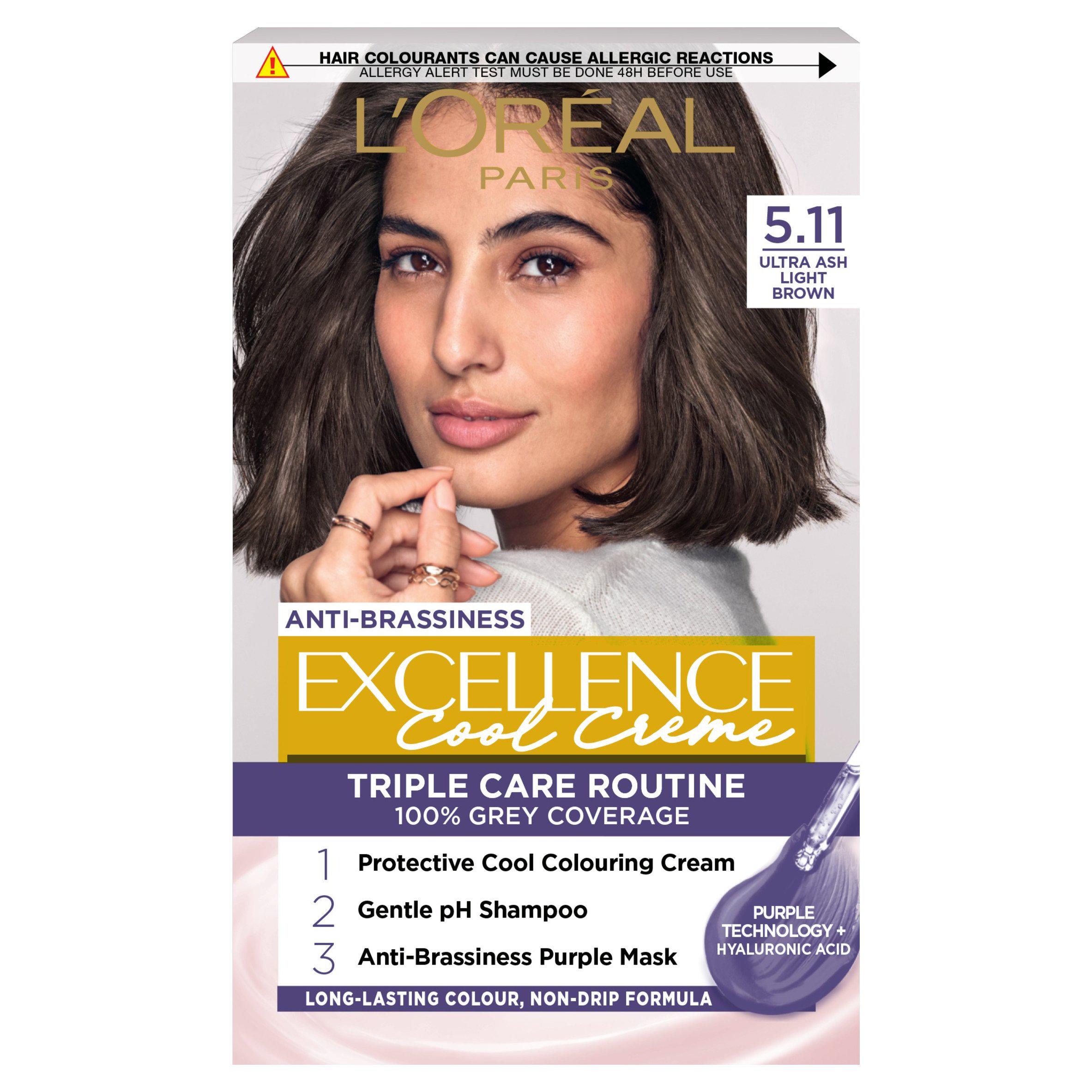 L'Oreal Paris Excellence Cool Crème Permanent Hair Dye Ultra Ash Light Brown 5.11