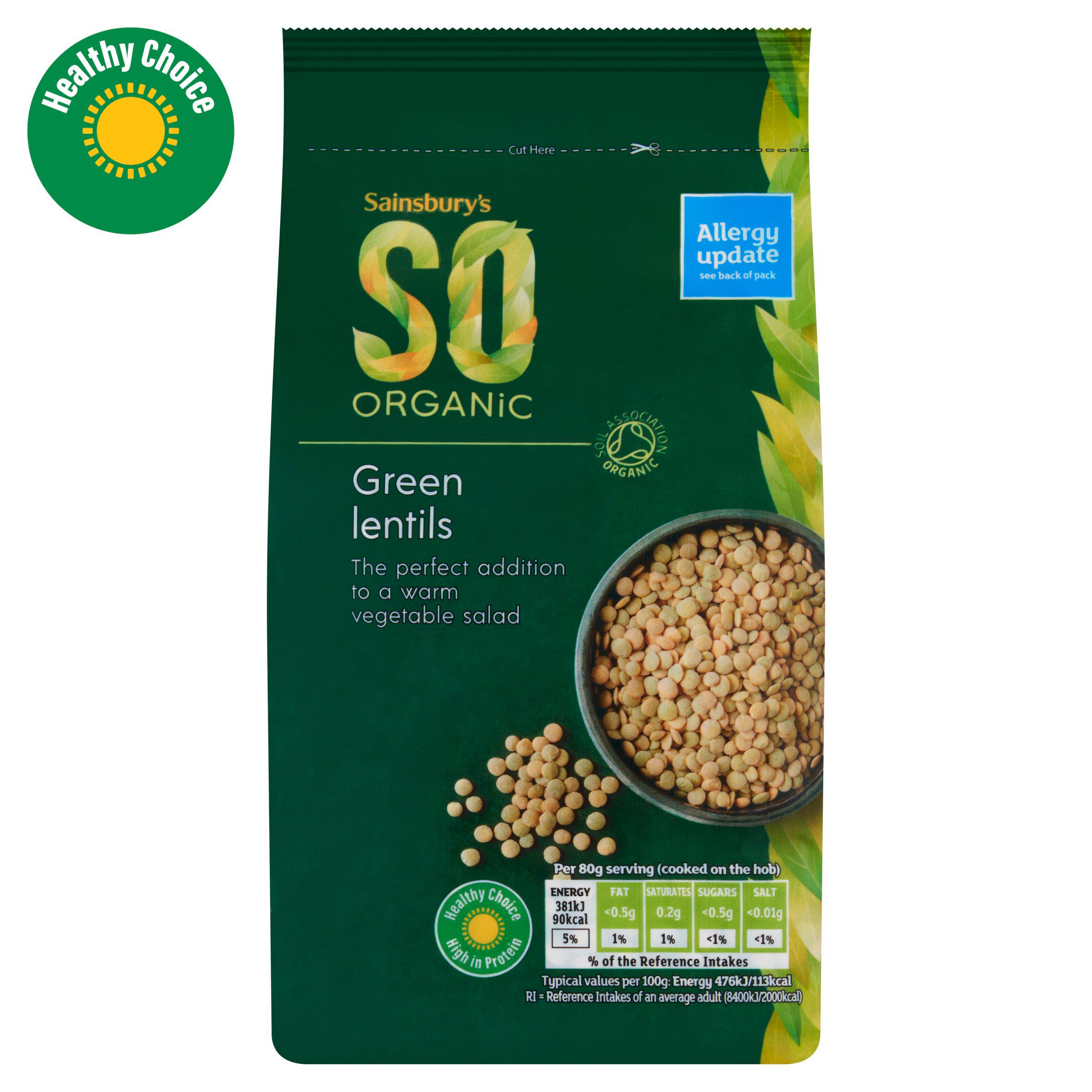 Sainsbury's Green Lentils, SO Organic 500g