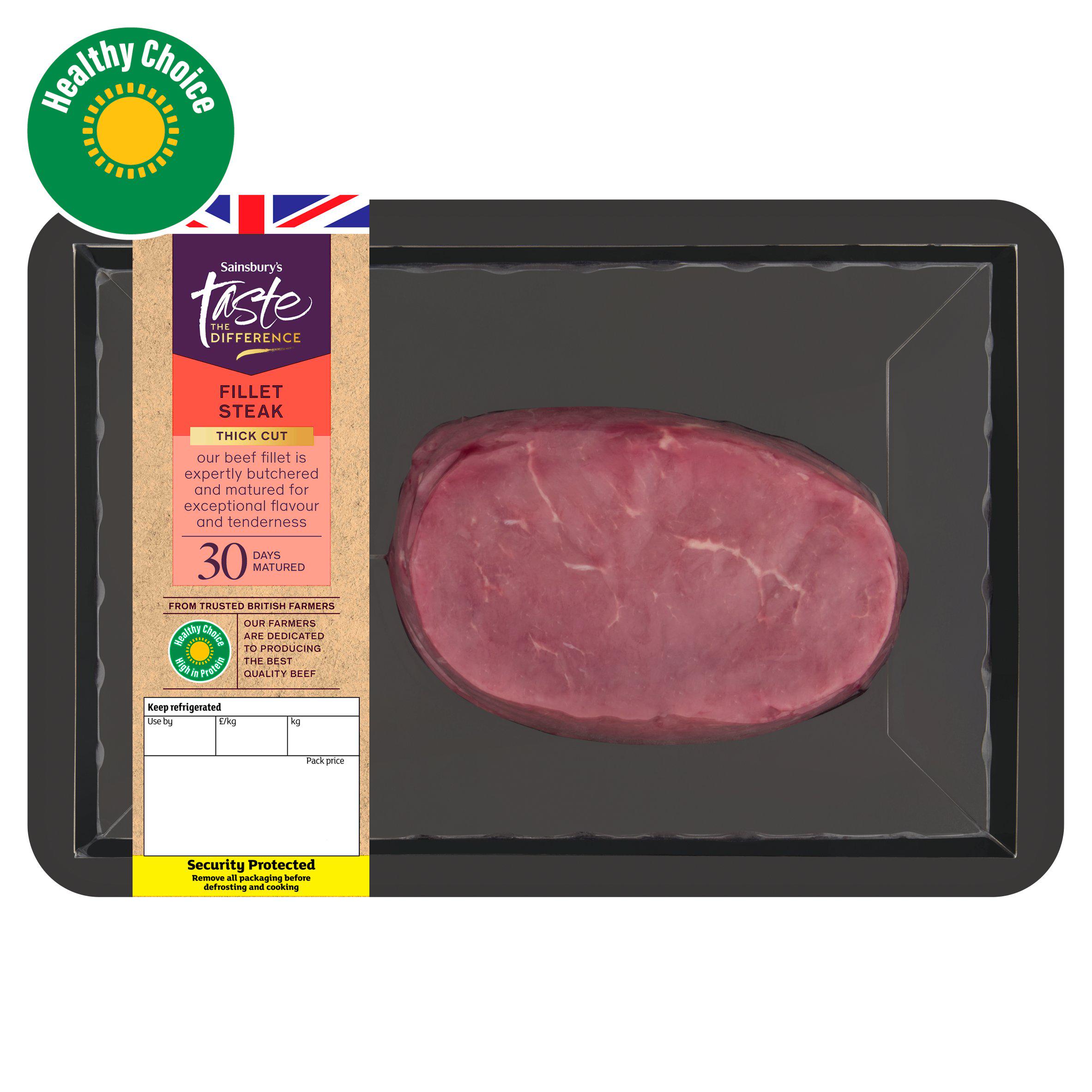 Sainsbury's British Beef Thick Cut Fillet Steak, Taste the Difference x1 (Approx. 250g)