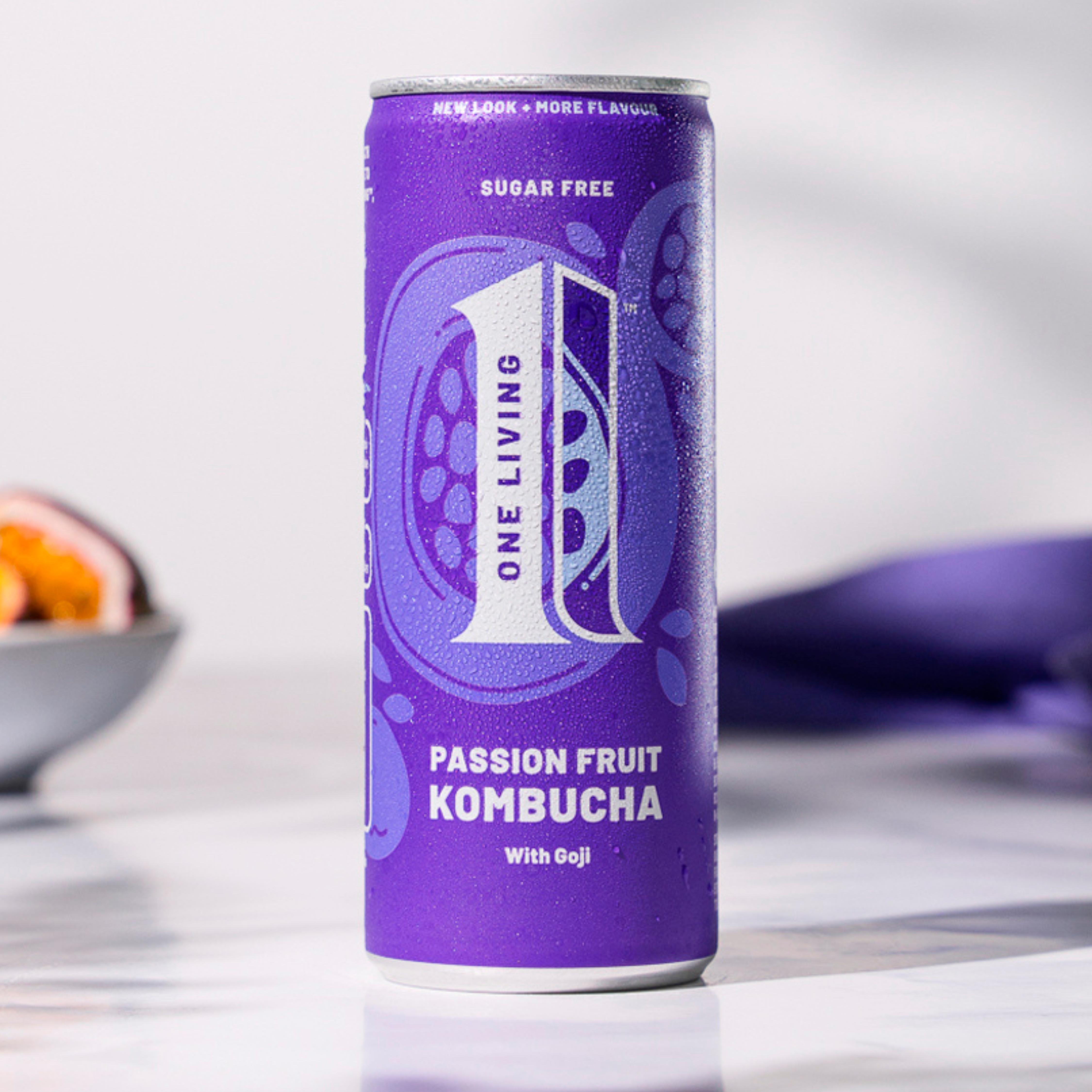 One Living Sugar Free Passion Fruit Kombucha with Goji 4x250ml thumbnail 3