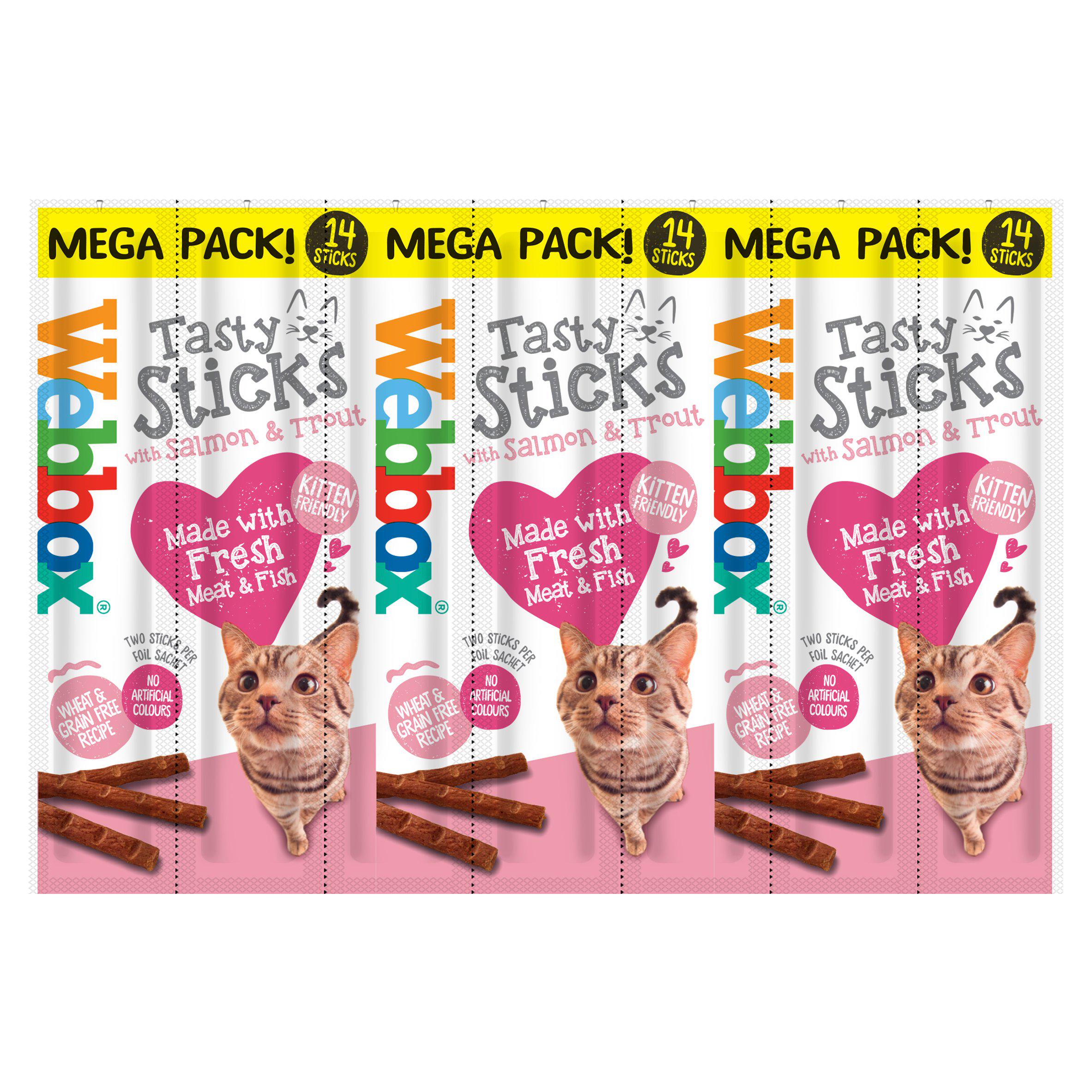 Webbox Tasty Sticks Cat & Kitten Treats Mega Pack with Salmon & Trout