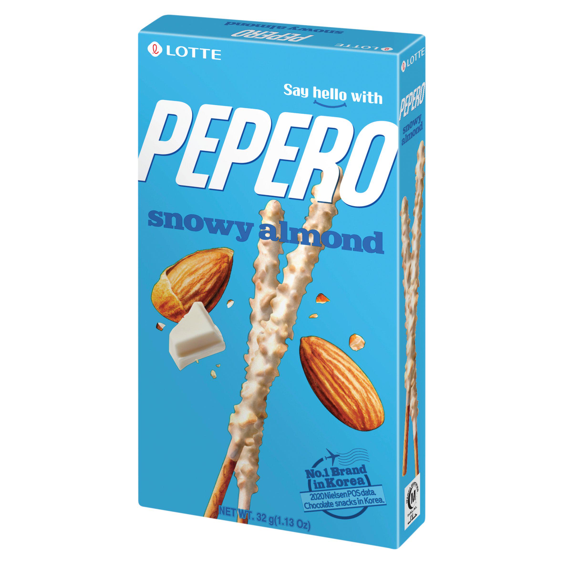 Lotte Pepero Snowy Almond Chocolate & Biscuit 32g