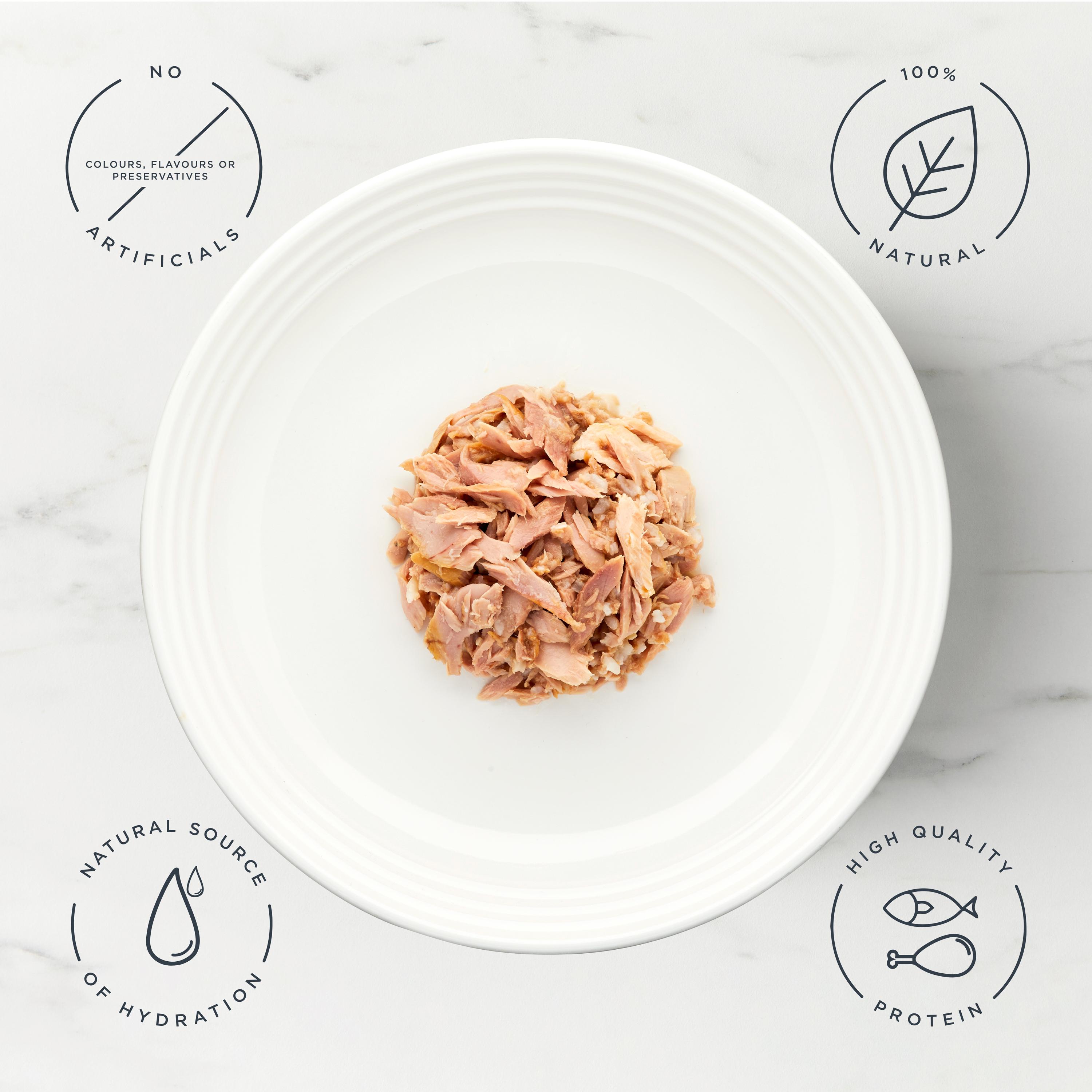 Encore Tuna Fillet with Salmon in Broth Tin Natural Wet Cat Food 70g thumbnail 2