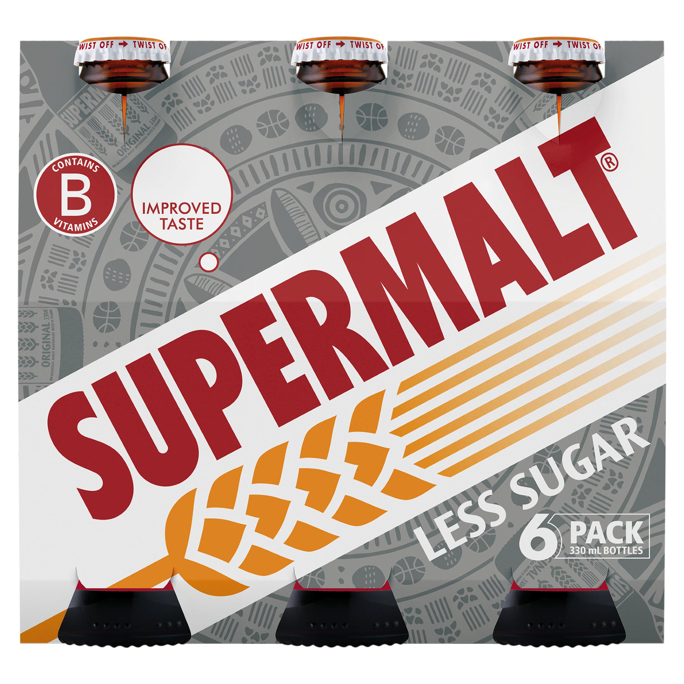 Supermalt Less Sugar Non-Alcoholic Malt Beverage with B Vitamins 6x330ml