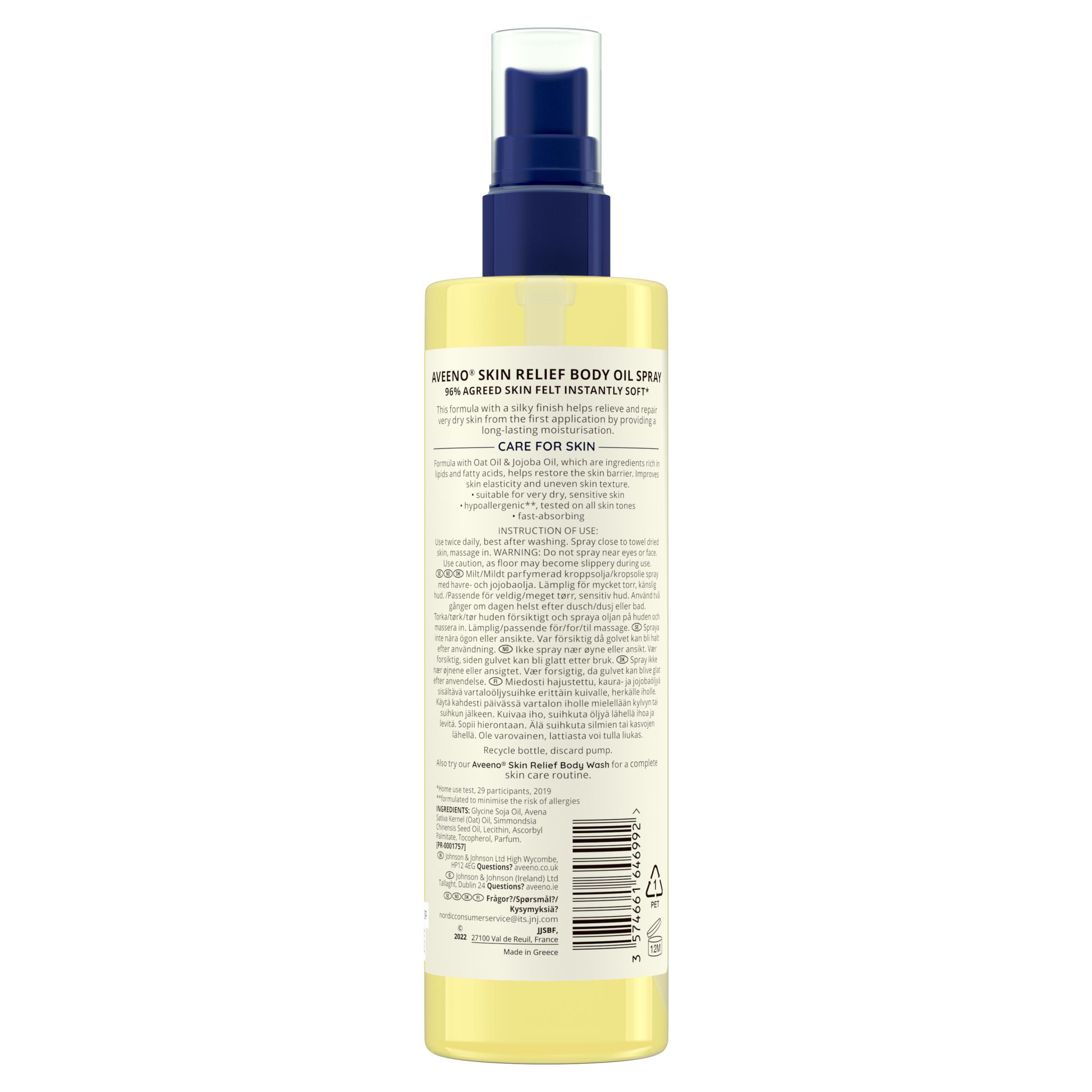Aveeno Skin Relief Body Oil Spray Sensitive Moisturiser 200ml thumbnail 5