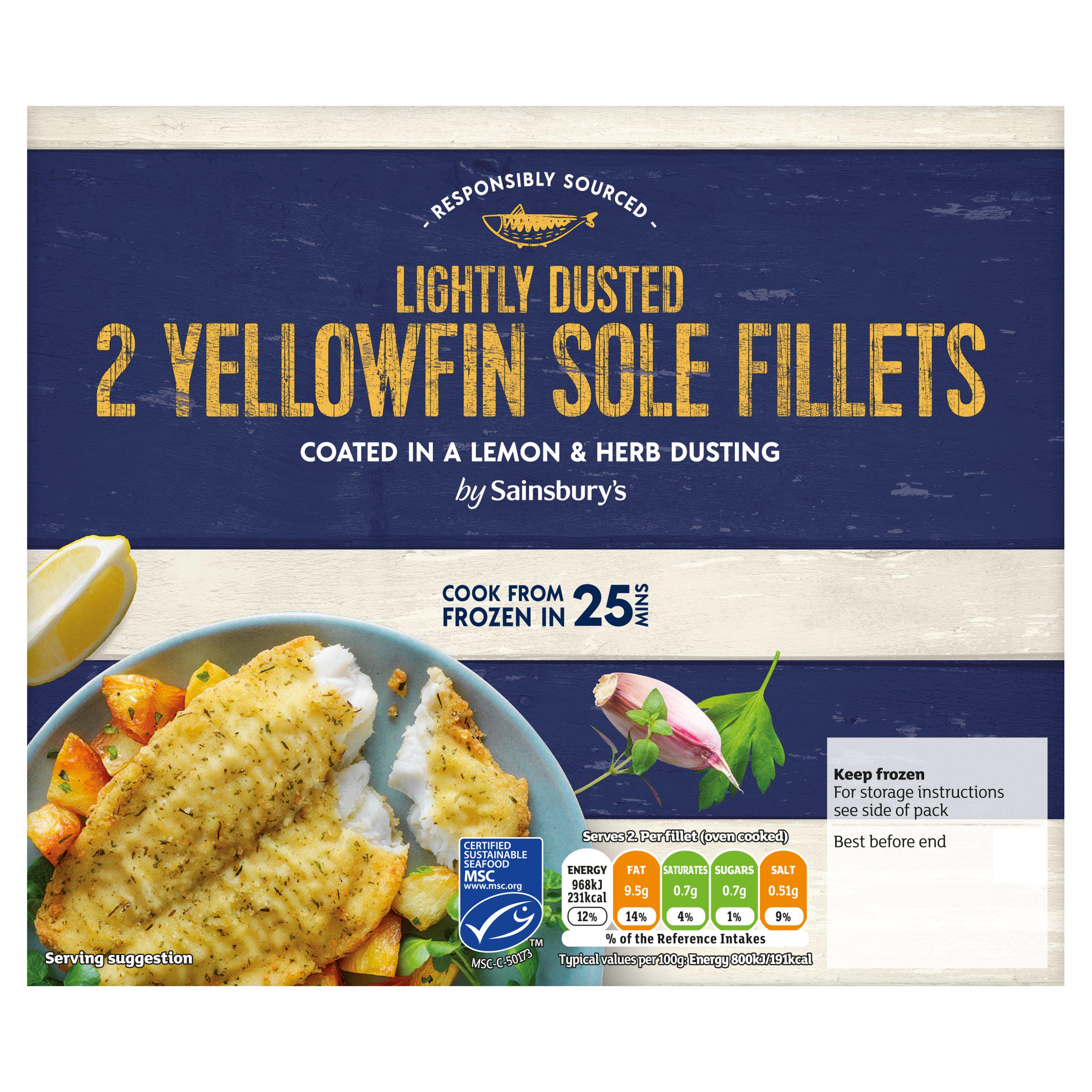 Sainsbury's Lemon & Herb Dusted Sole 265g