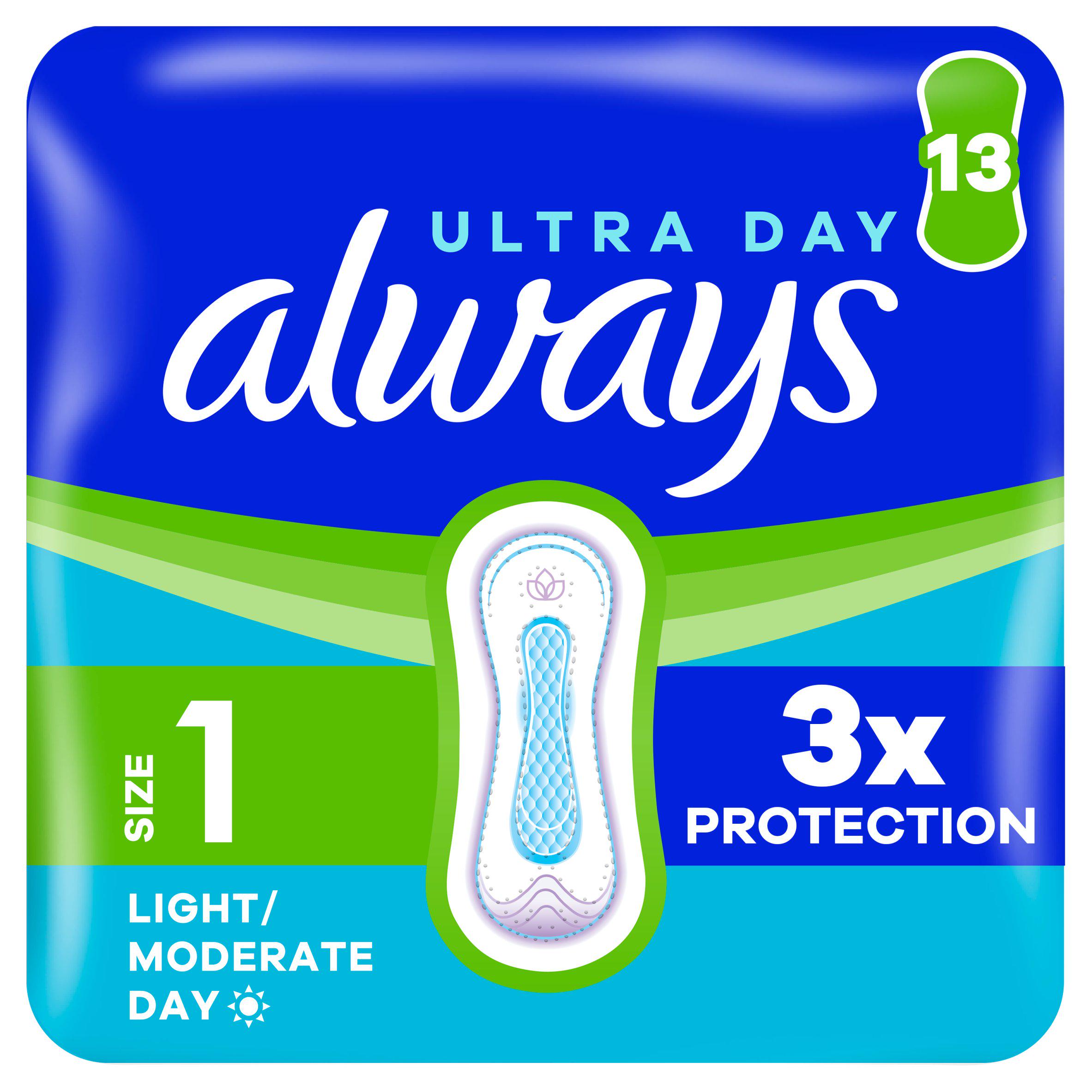 Always Ultra Day Sanitary Towels Normal Size 1 Pads x13
