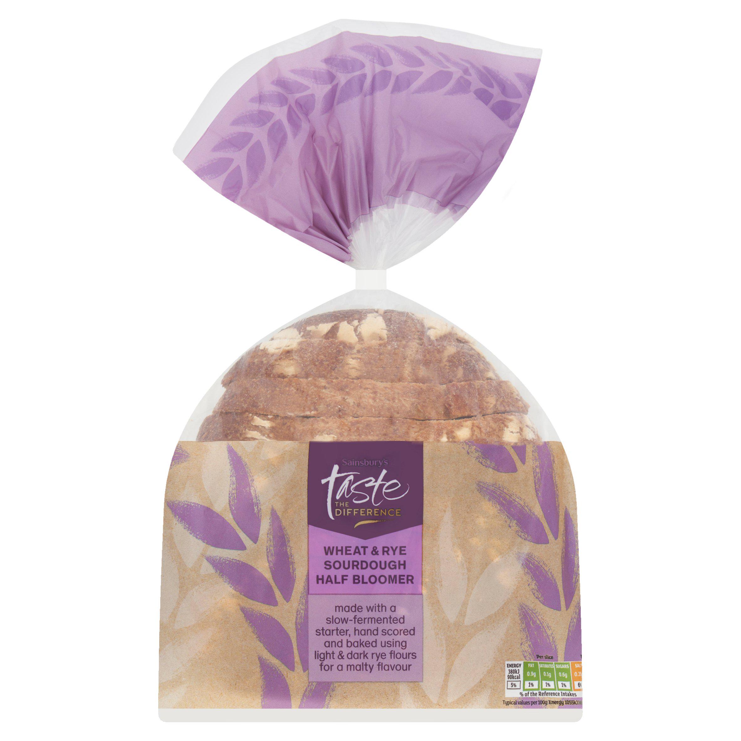 Sainsbury's Wheat & Rye Sourdough Half Bloomer Bread, Taste the Difference 400g
