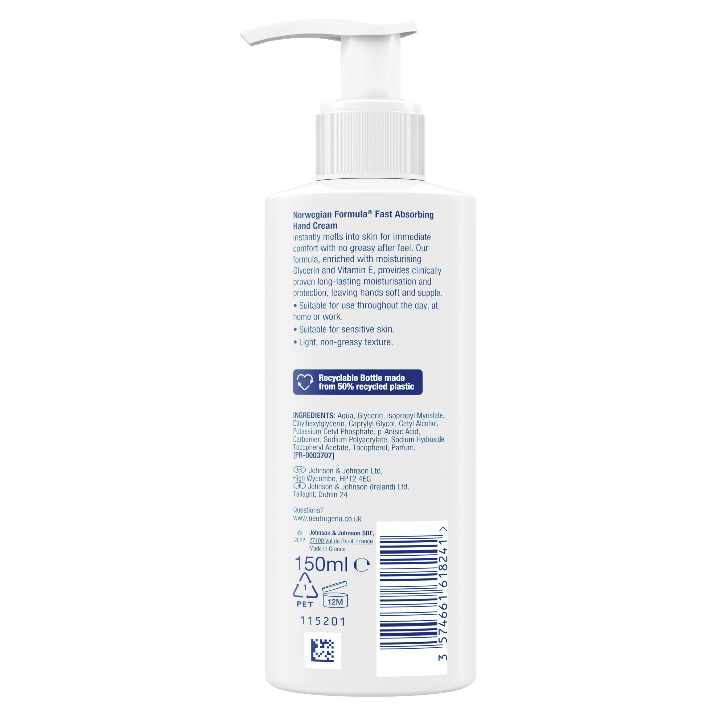 Neutrogena Norwegian Formula Fast Absorbing Hand Cream Light Texture 150ml thumbnail 4