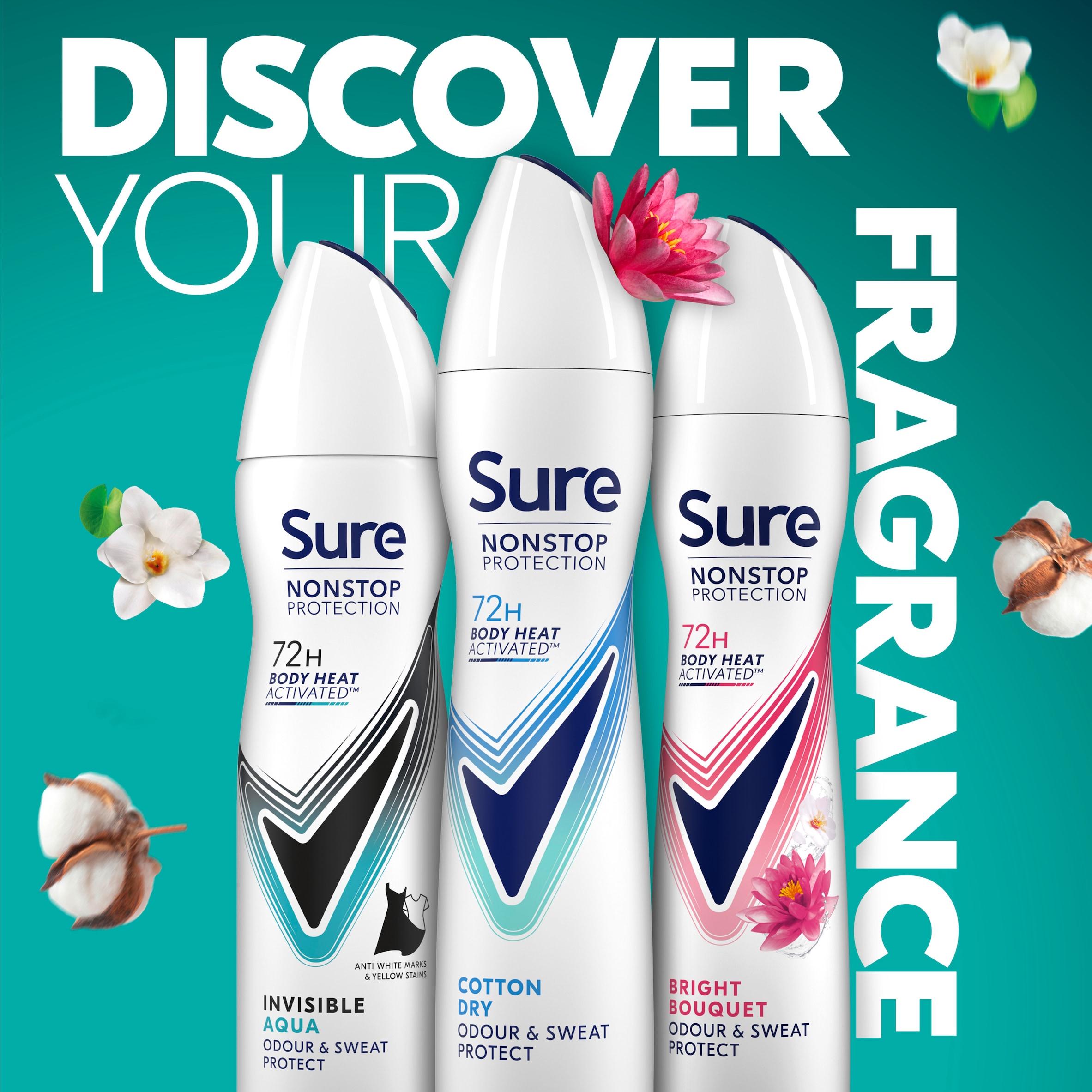 Sure Women 250ml Cotton Dry 72h Nonstop Protection Antiperspirant Deodorant thumbnail 5