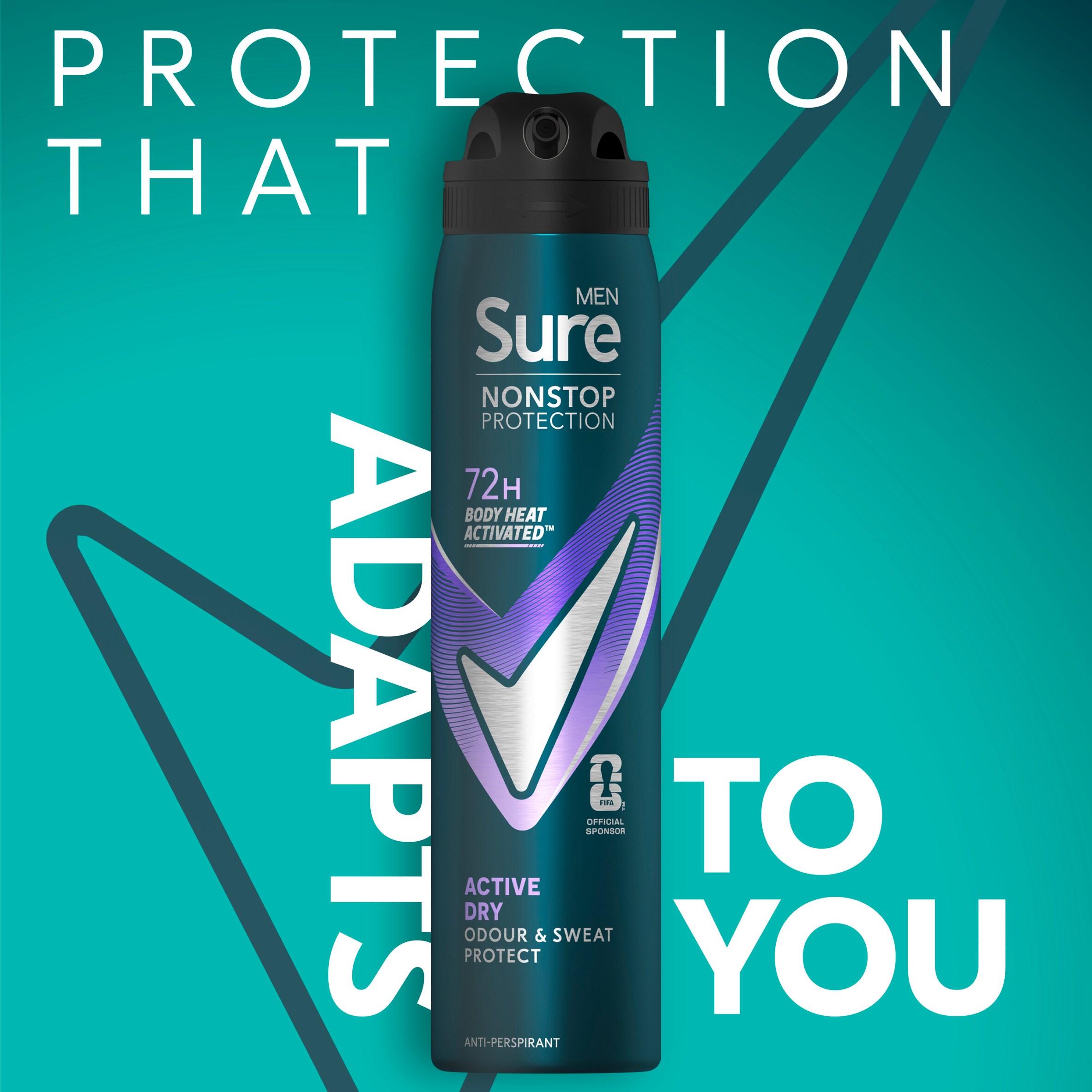 Sure Men 250ml Active Dry 72h Nonstop Protection Antiperspirant Deodorant thumbnail 2