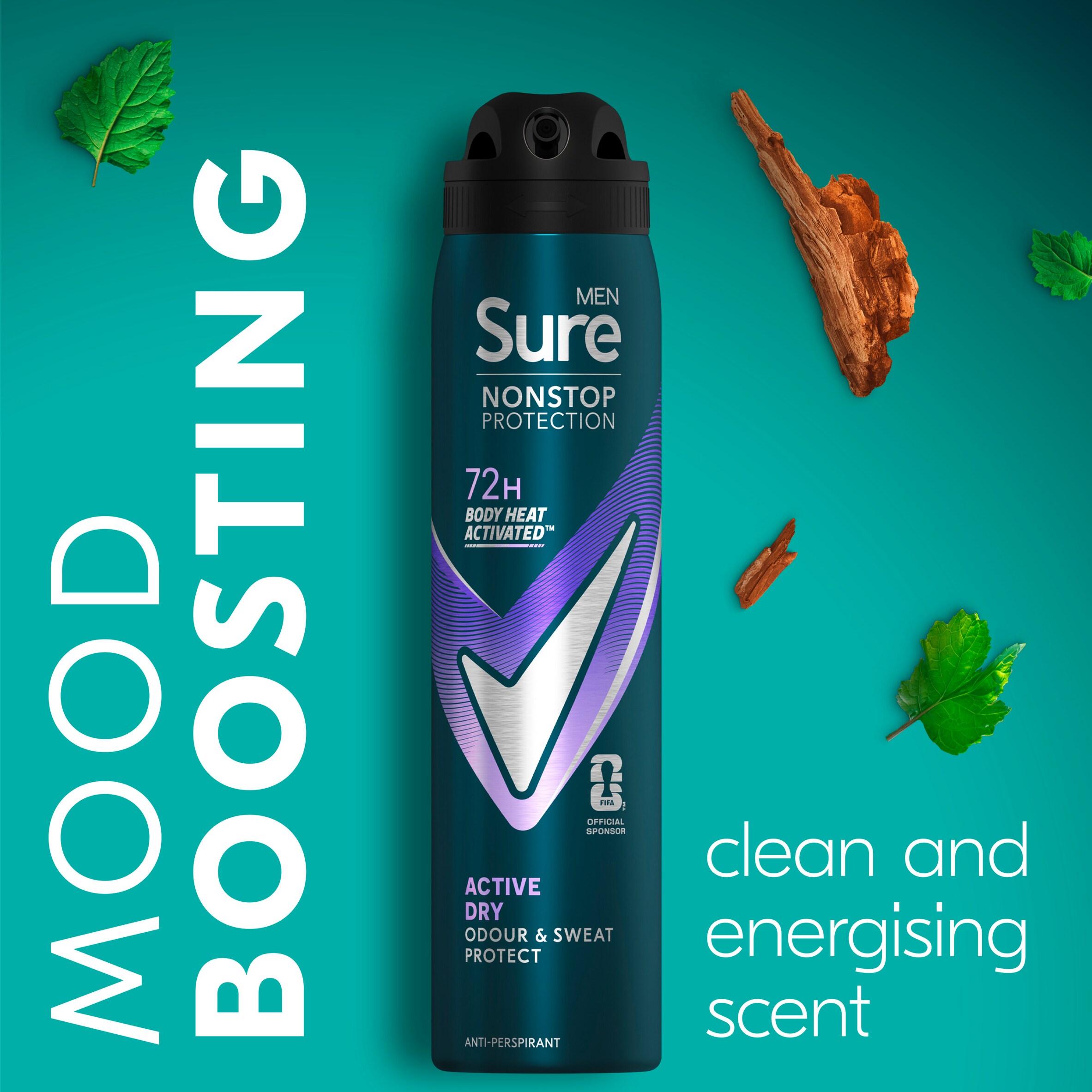 Sure Men 250ml Active Dry 72h Nonstop Protection Antiperspirant Deodorant thumbnail 3