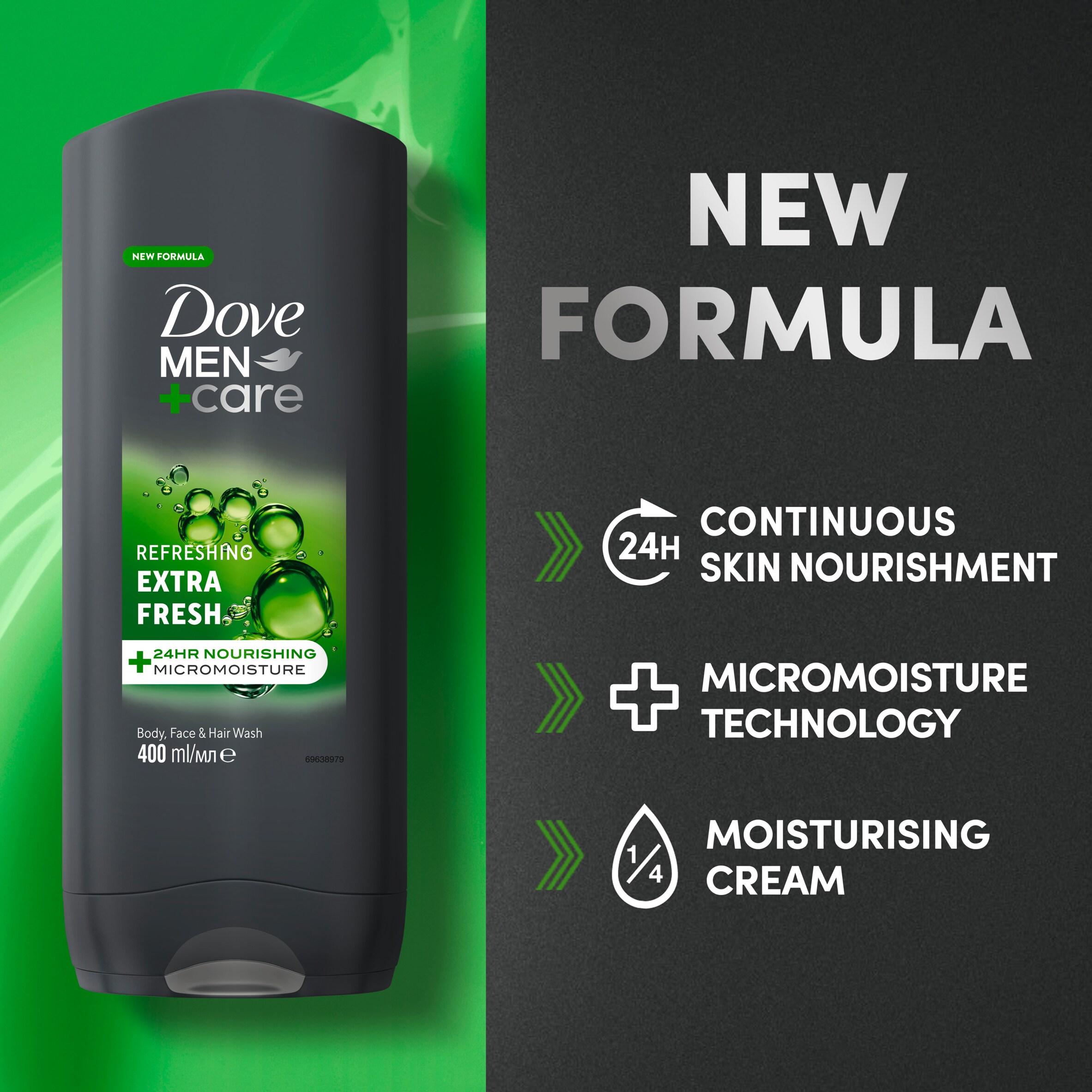 Dove Men+Care Extra Fresh Shower Gel Body Wash & Face Wash 400ml thumbnail 2