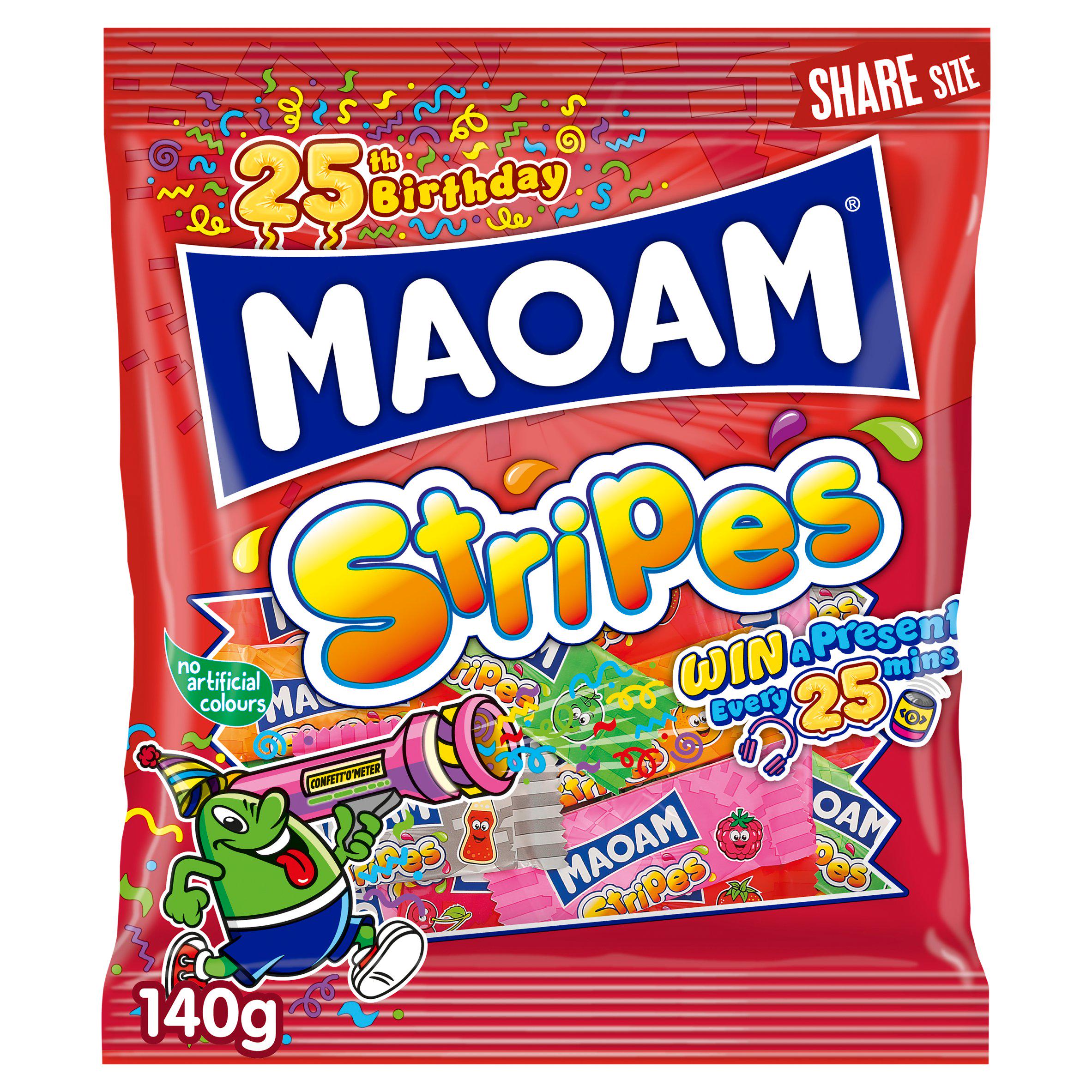 Maoam Stripes Fruit & Cola Flavour Chewy Sweets Sharing Bag 140g